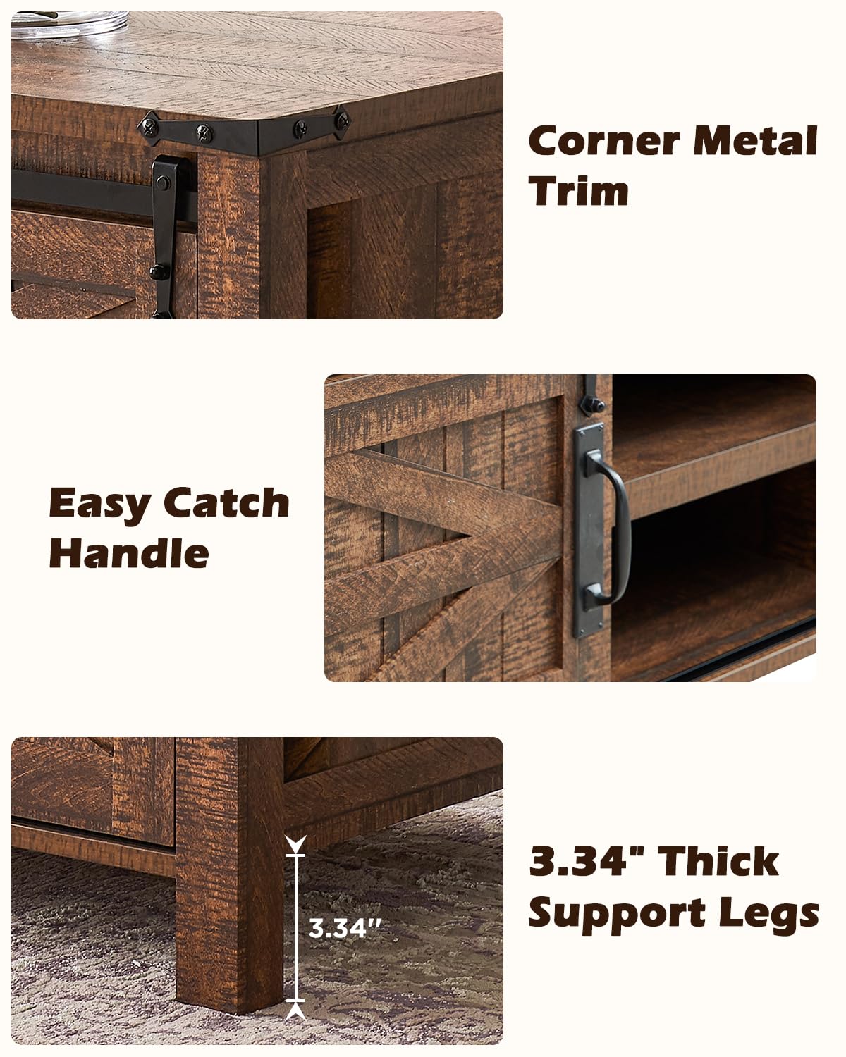 BarnWood Farmhouse Lift Top Coffee Table