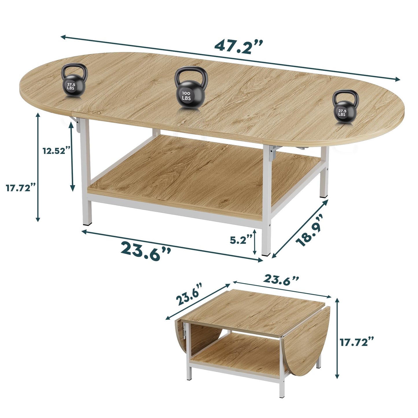 2-Tier Extended Coffee Tables-Oak