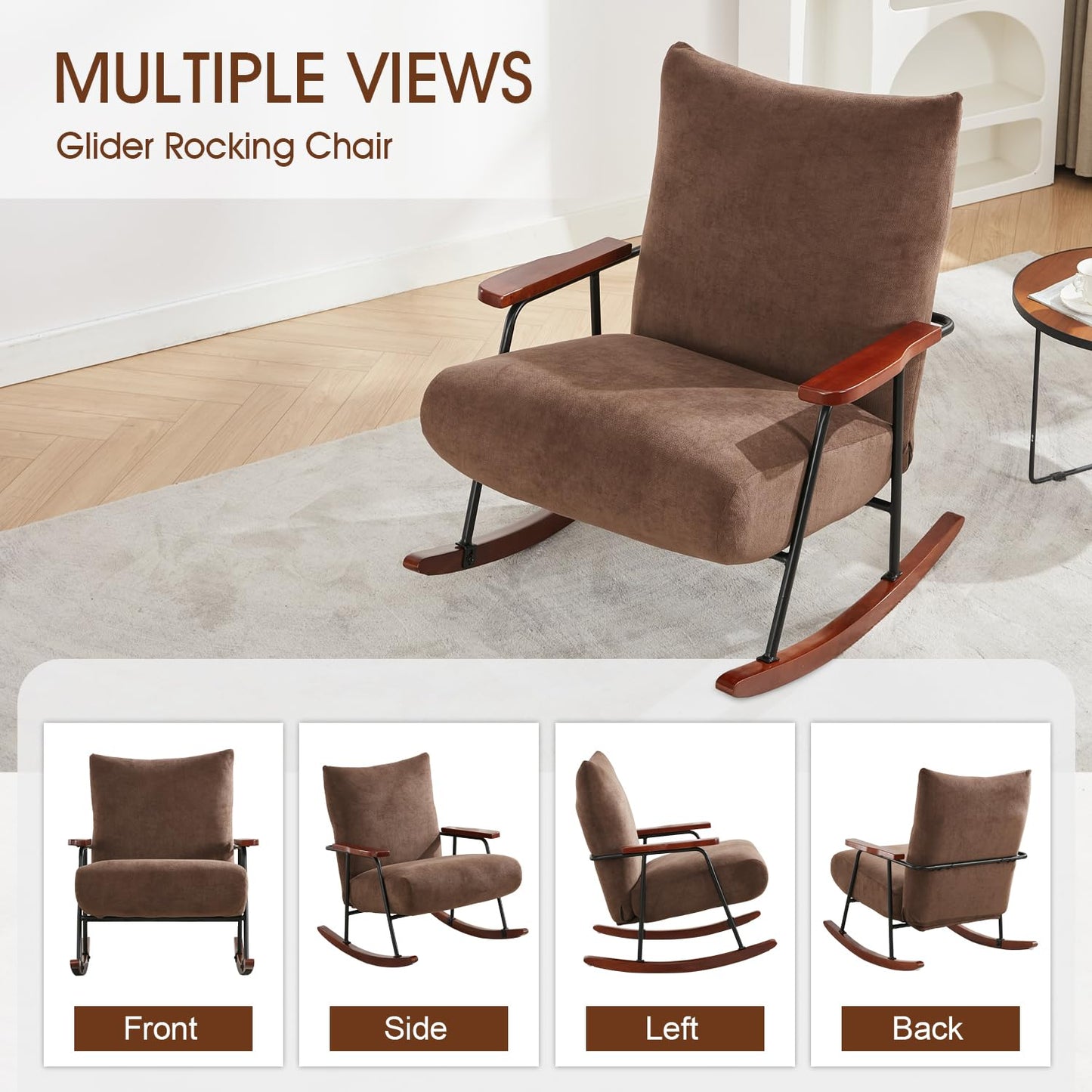 Modern Rocking Chair, Upholstered Armchair