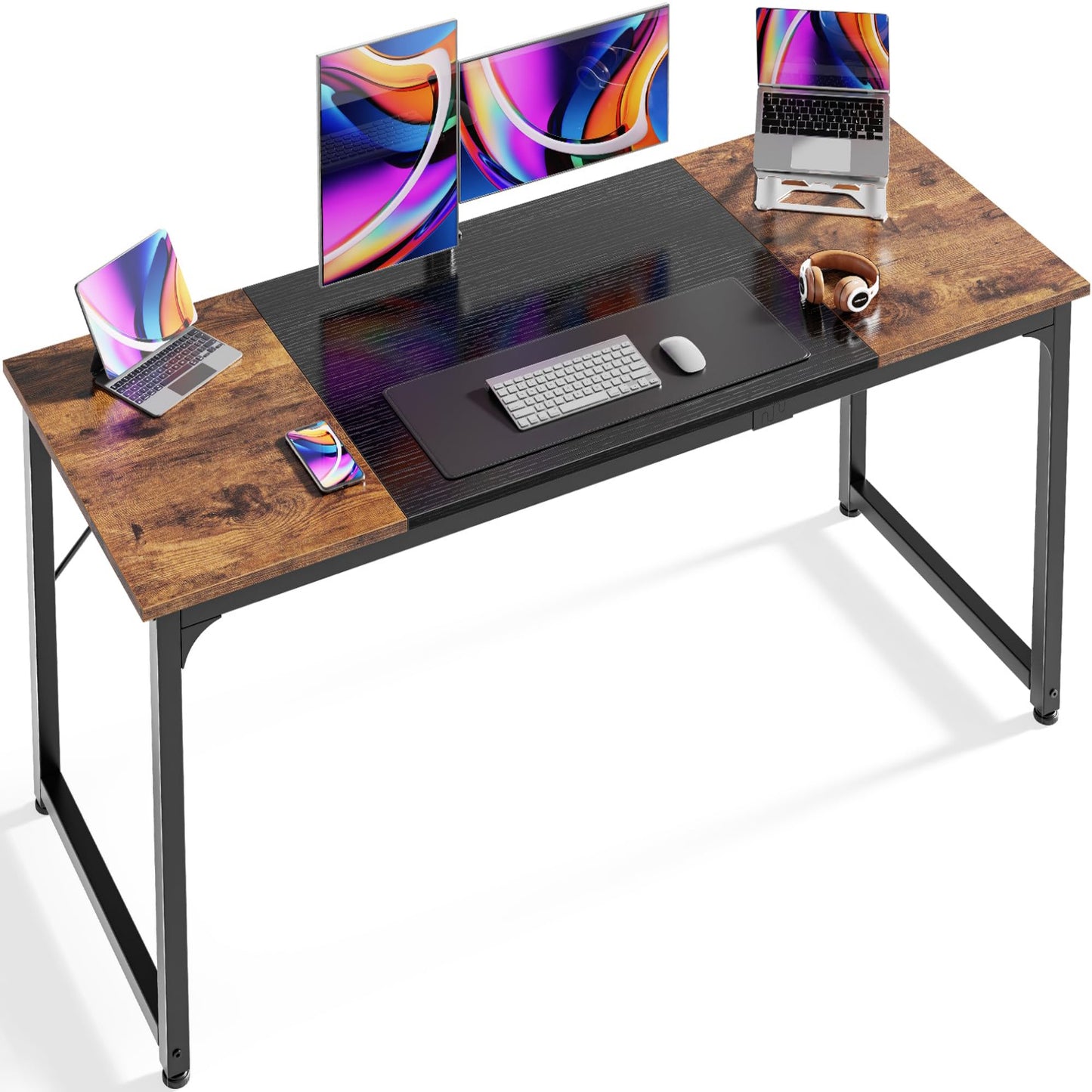 Rustic Brown+black - 63 inch Huuger Computer Desk