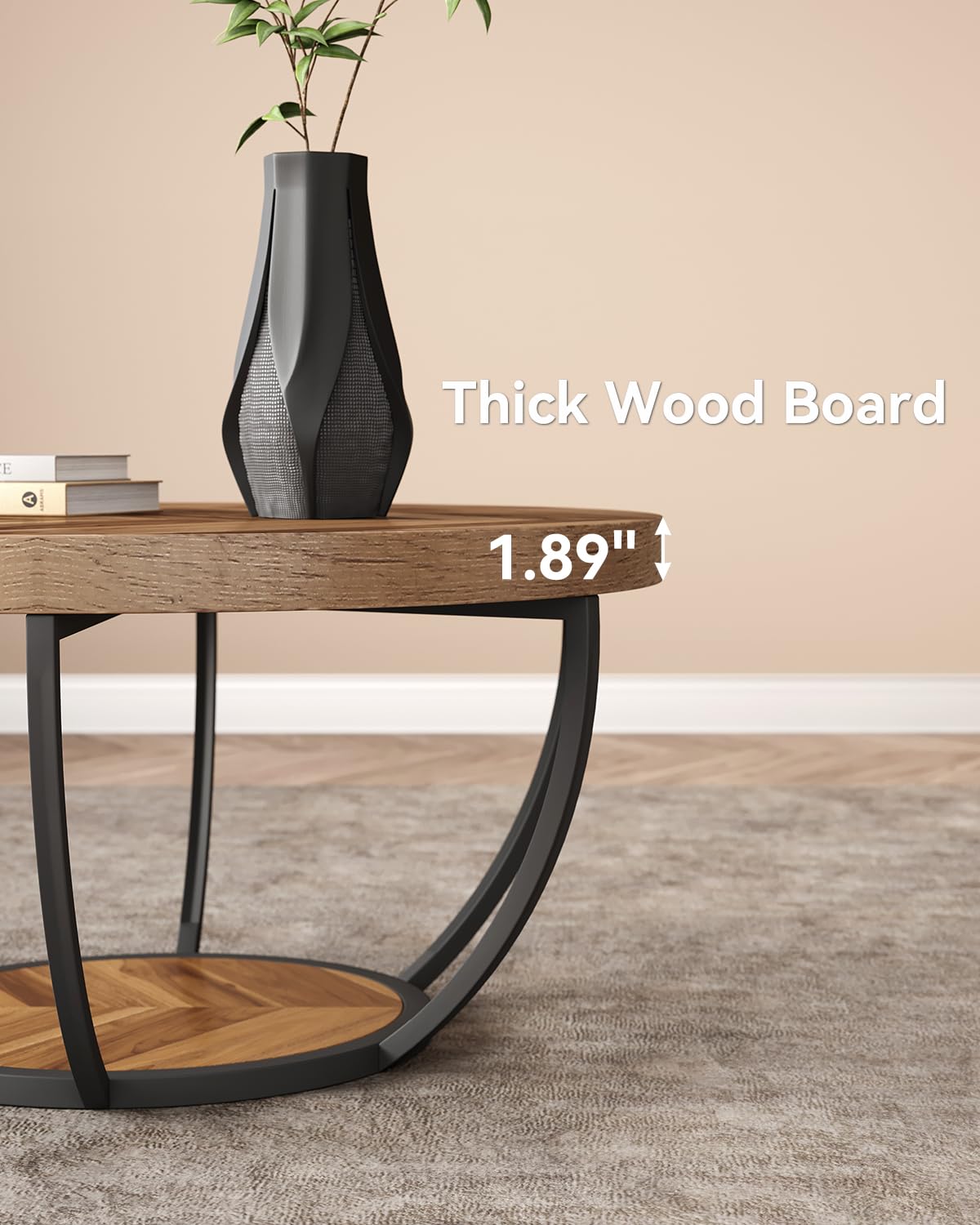 Wood Grain and Black Coffee Table