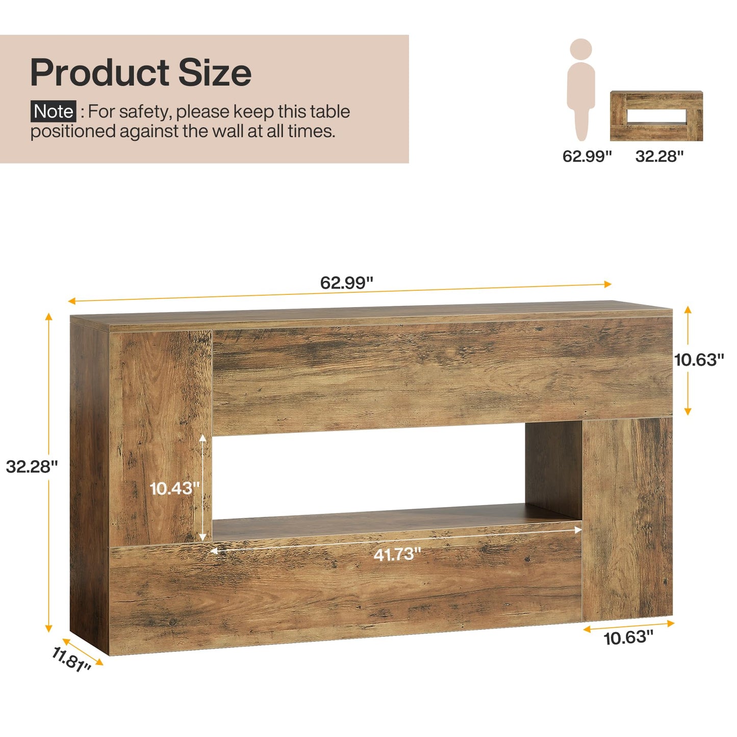 63" Farmhouse Console Table