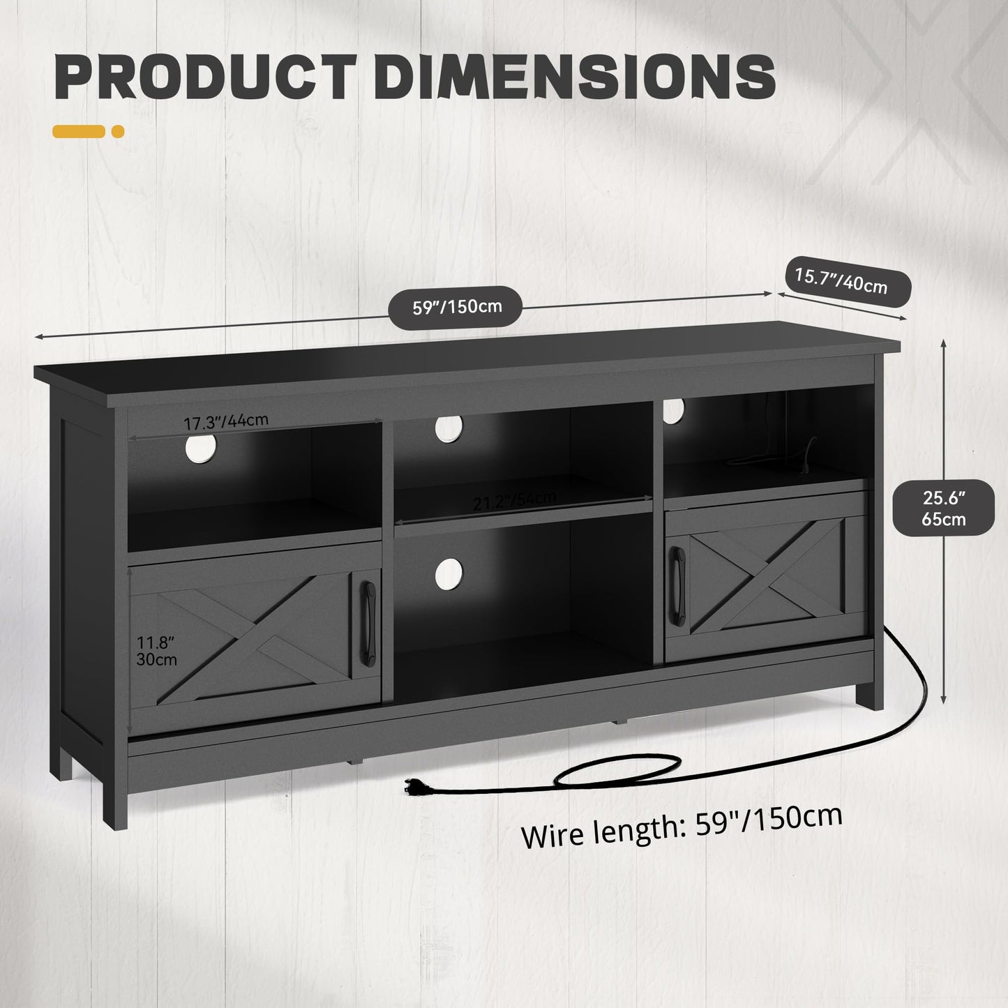 Black - 65 Inch TV Stand for 65 Inch
