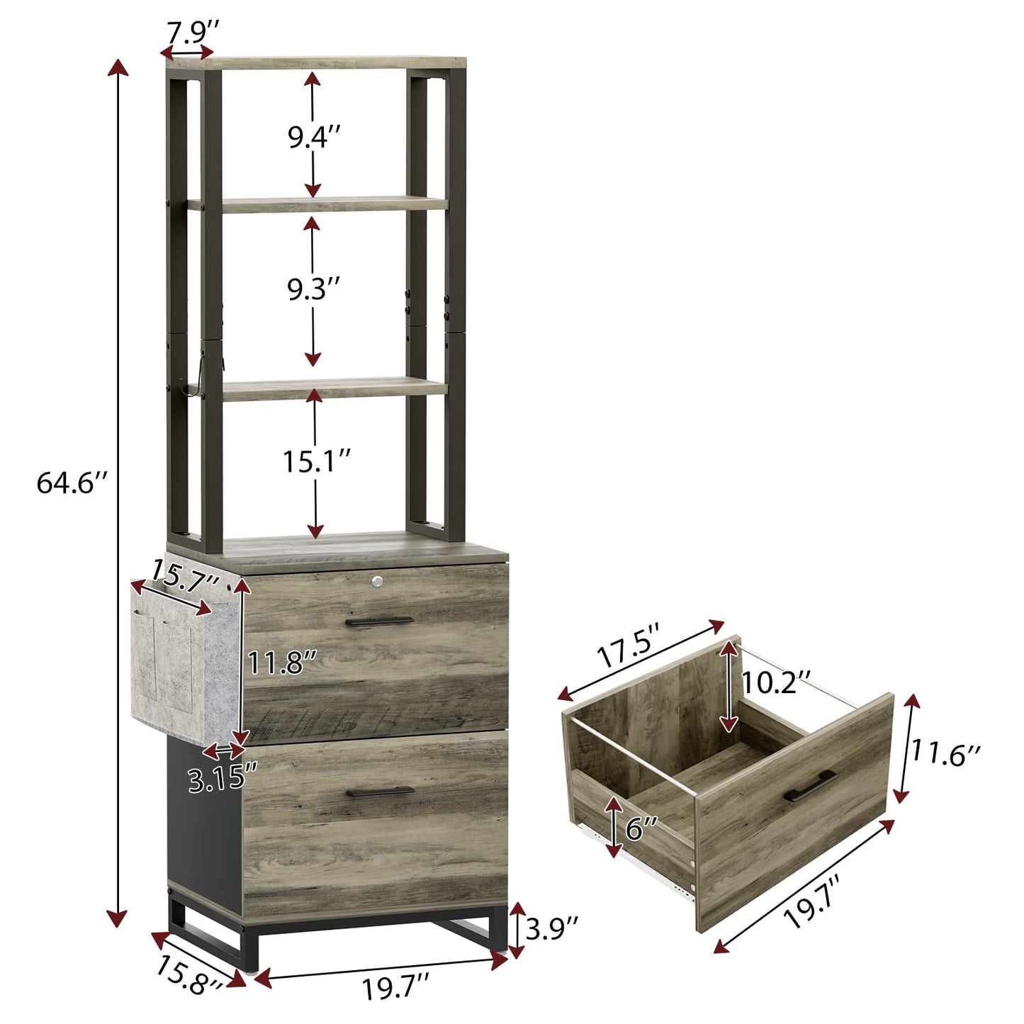 2 Drawer File Cabinet with Lock