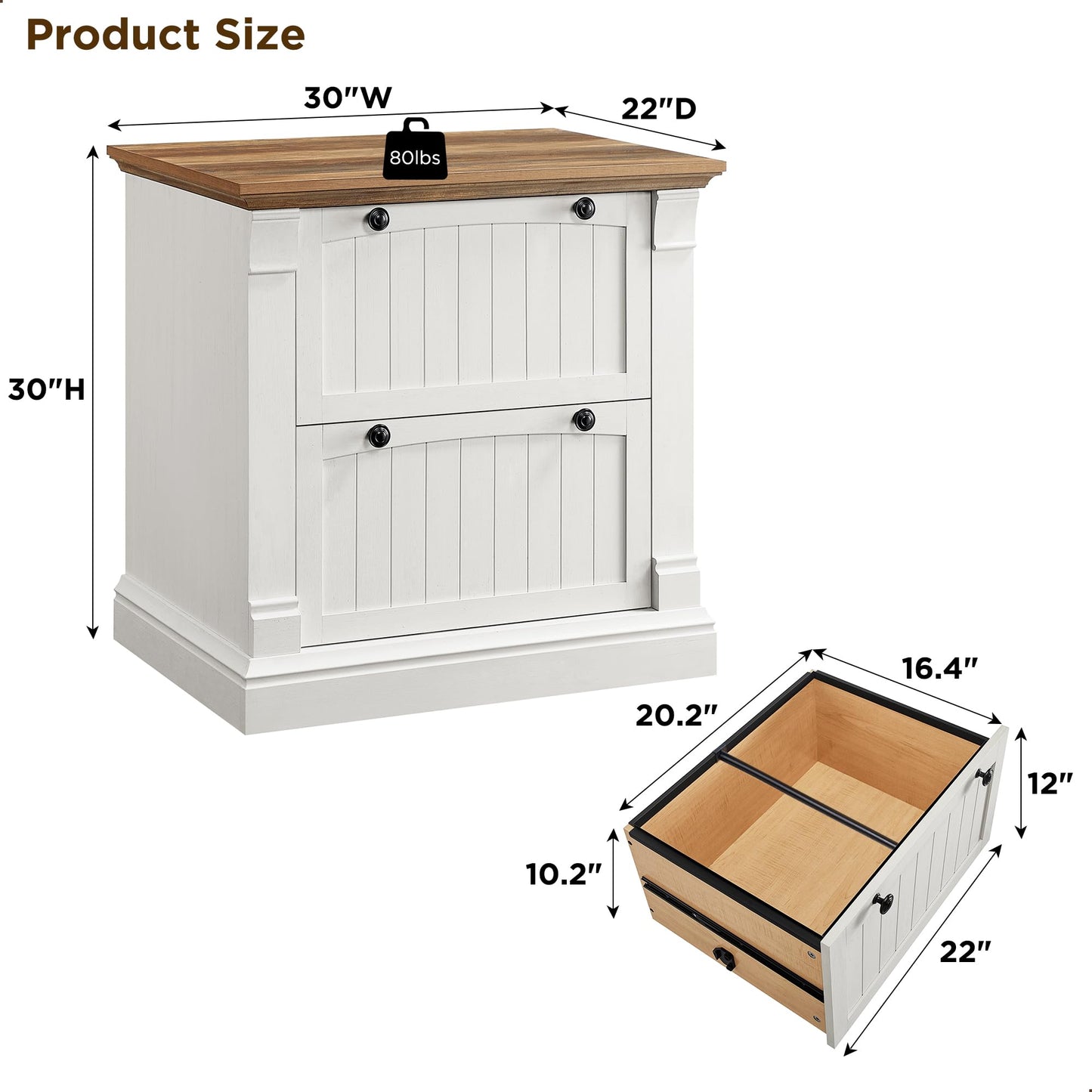 30" Lateral Filing Cabinet with Hanging File Folders