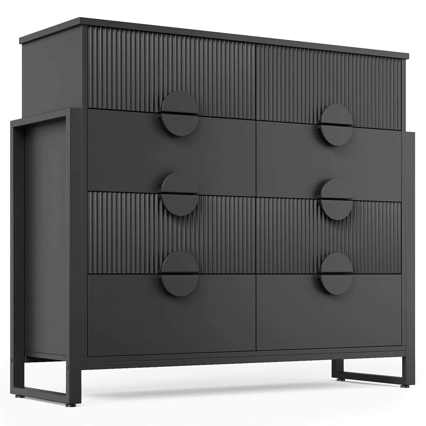 Modern 50" Wide Chest of Drawers, 8 Deep Drawers