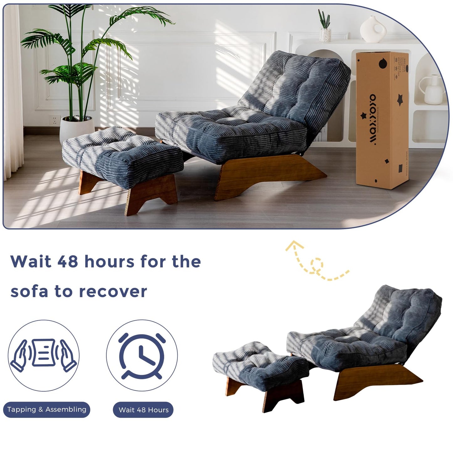 Accent Chair with Ottoman and Adjustable Backrest