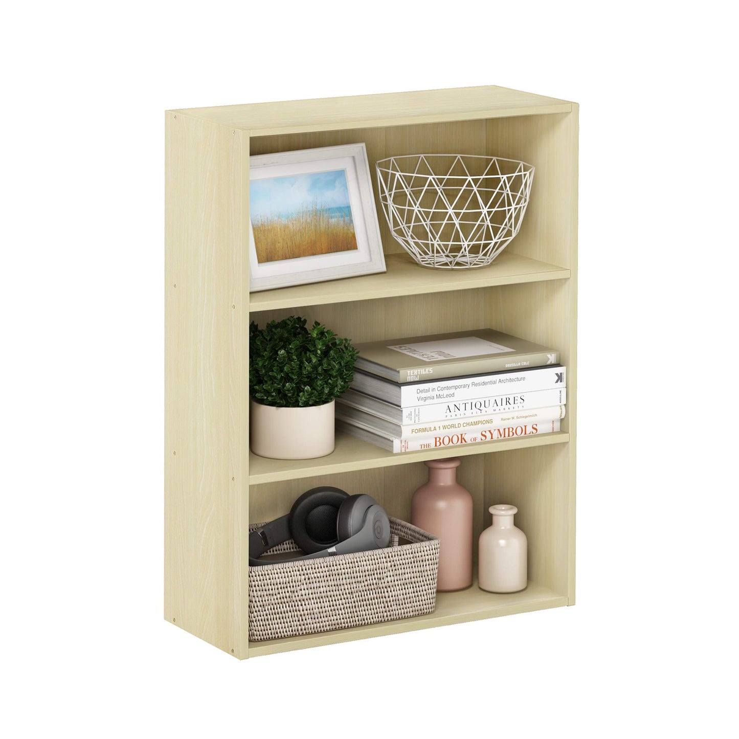 Maple 3-Tier Open Shelf Bookcase