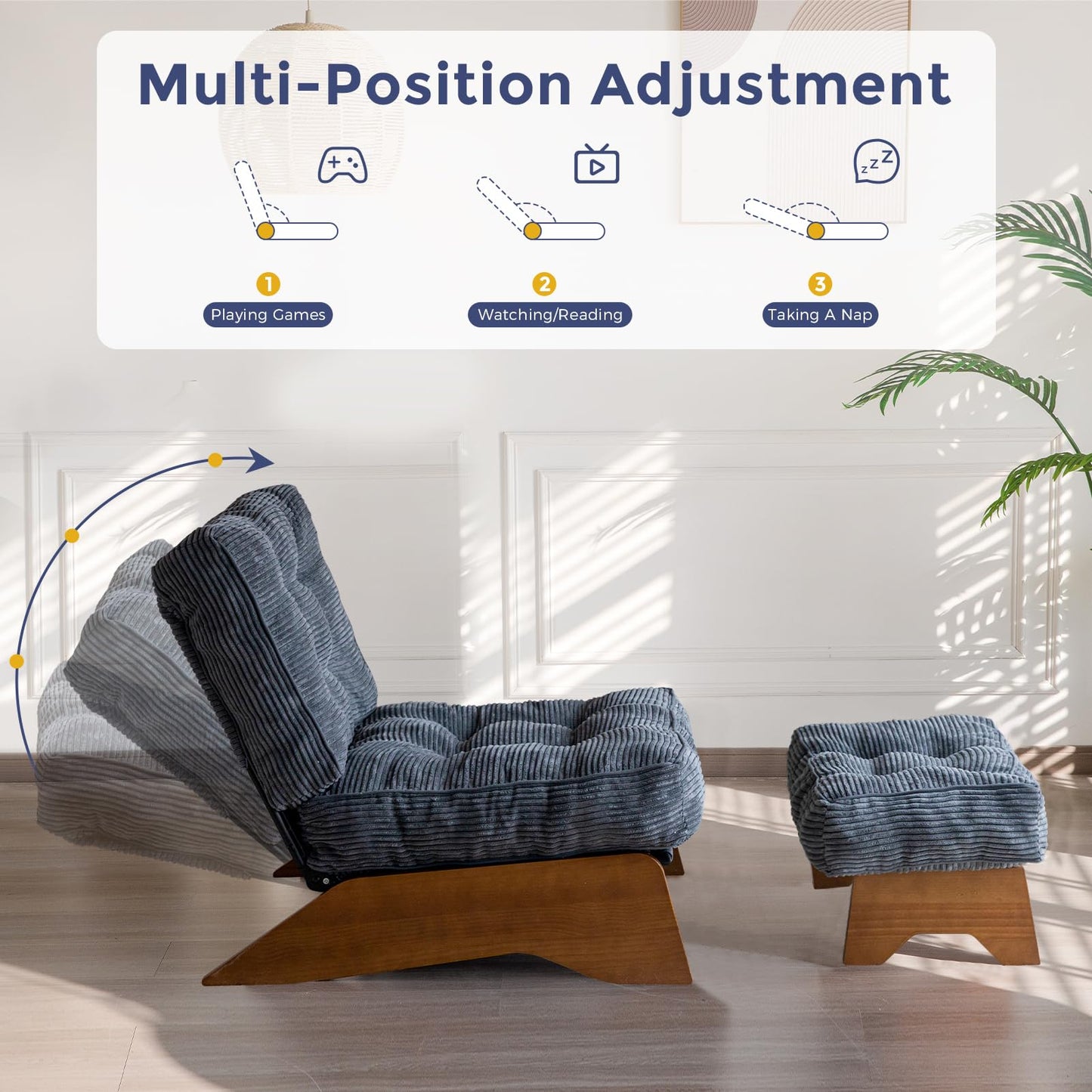 Accent Chair with Ottoman and Adjustable Backrest