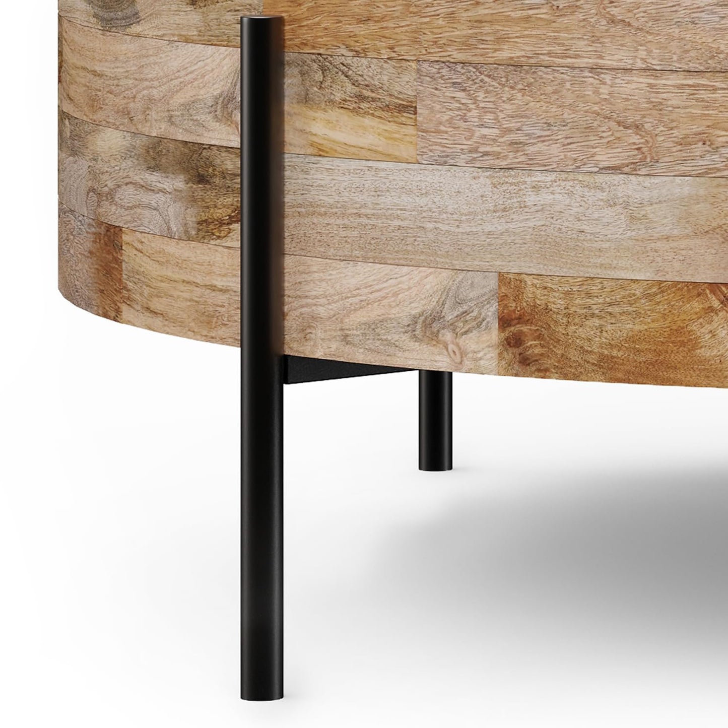 Natural Solid Mango Wood 38 inch Wide Round Modern