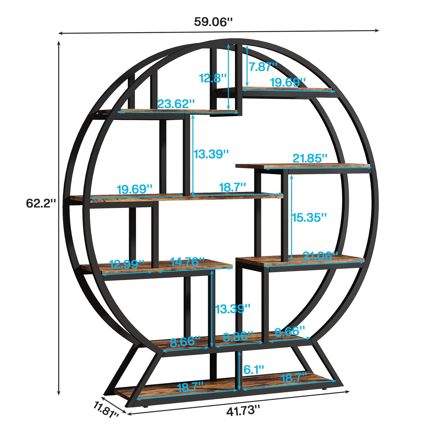 63 Inch Round Plant Shelf Holder, Flower Pot Stands with 8 Shelves