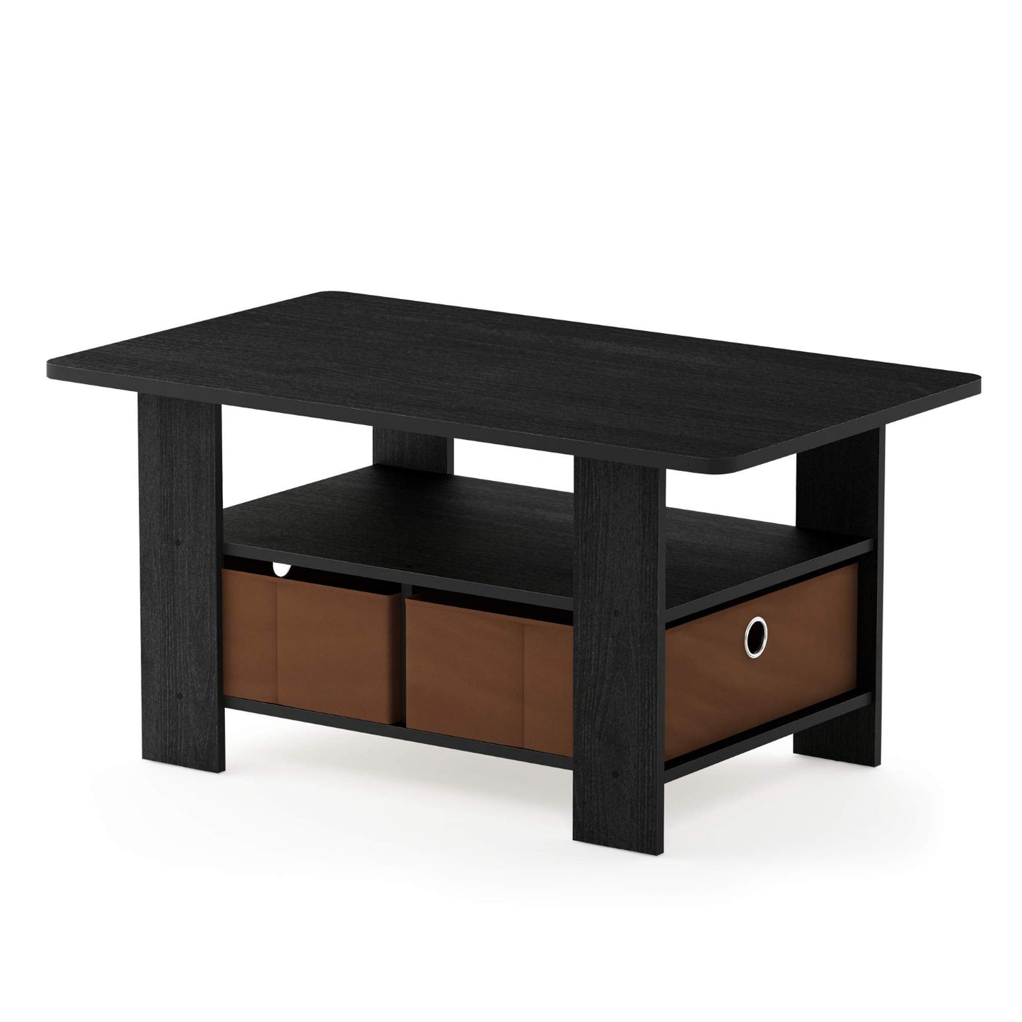 Coffee Table with Bin Drawer Medium Black And Brown