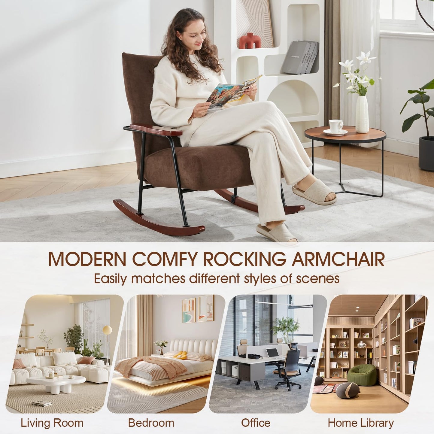Modern Rocking Chair, Upholstered Armchair