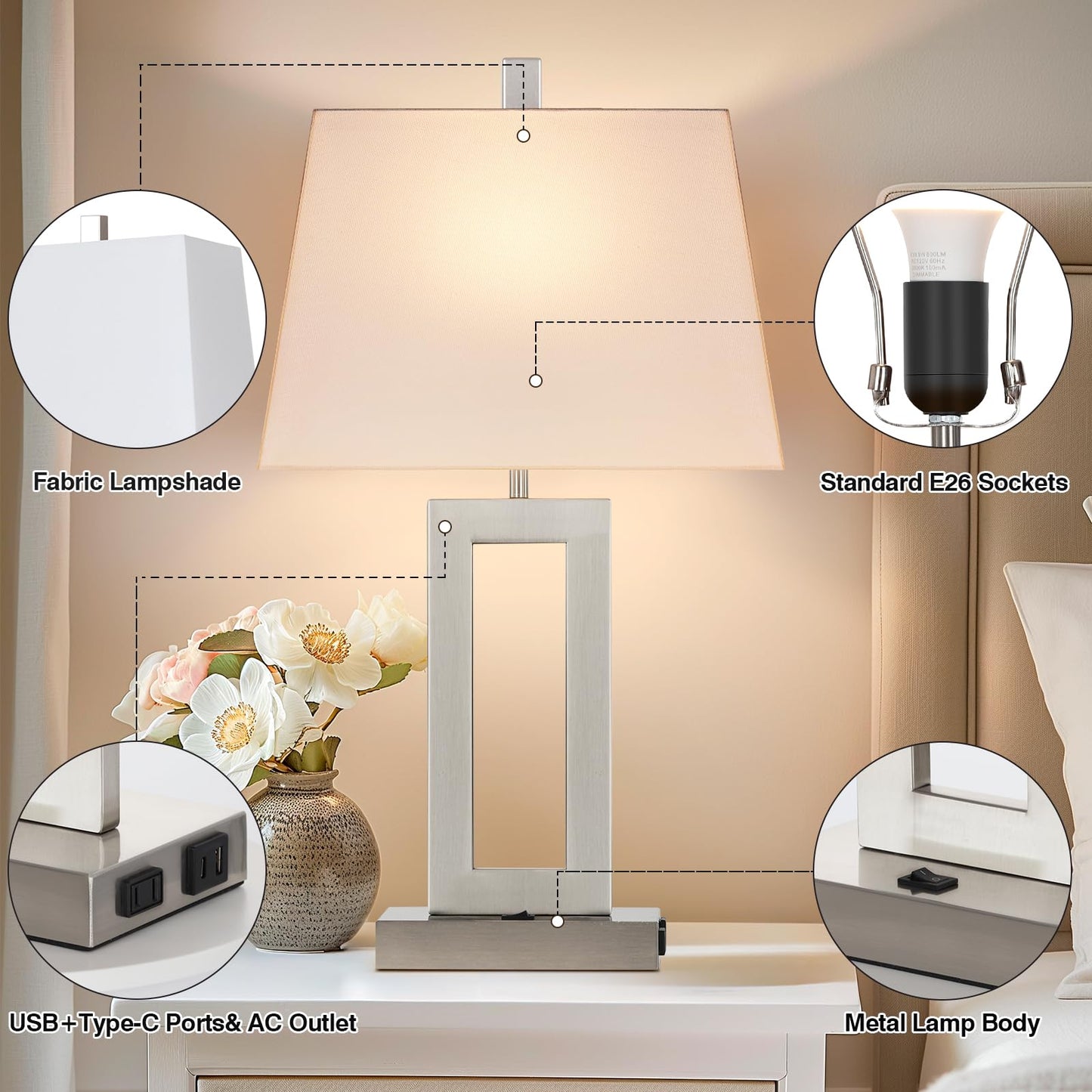 Set of 2 Modern Table Lamps