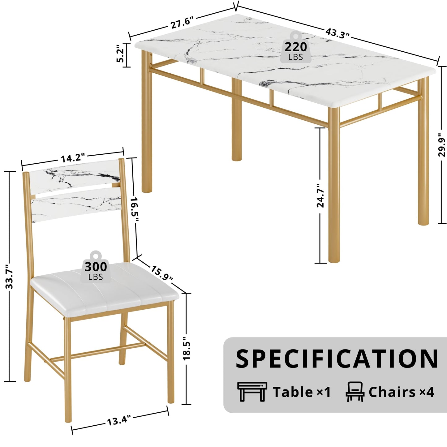 White & Gold Dining Table