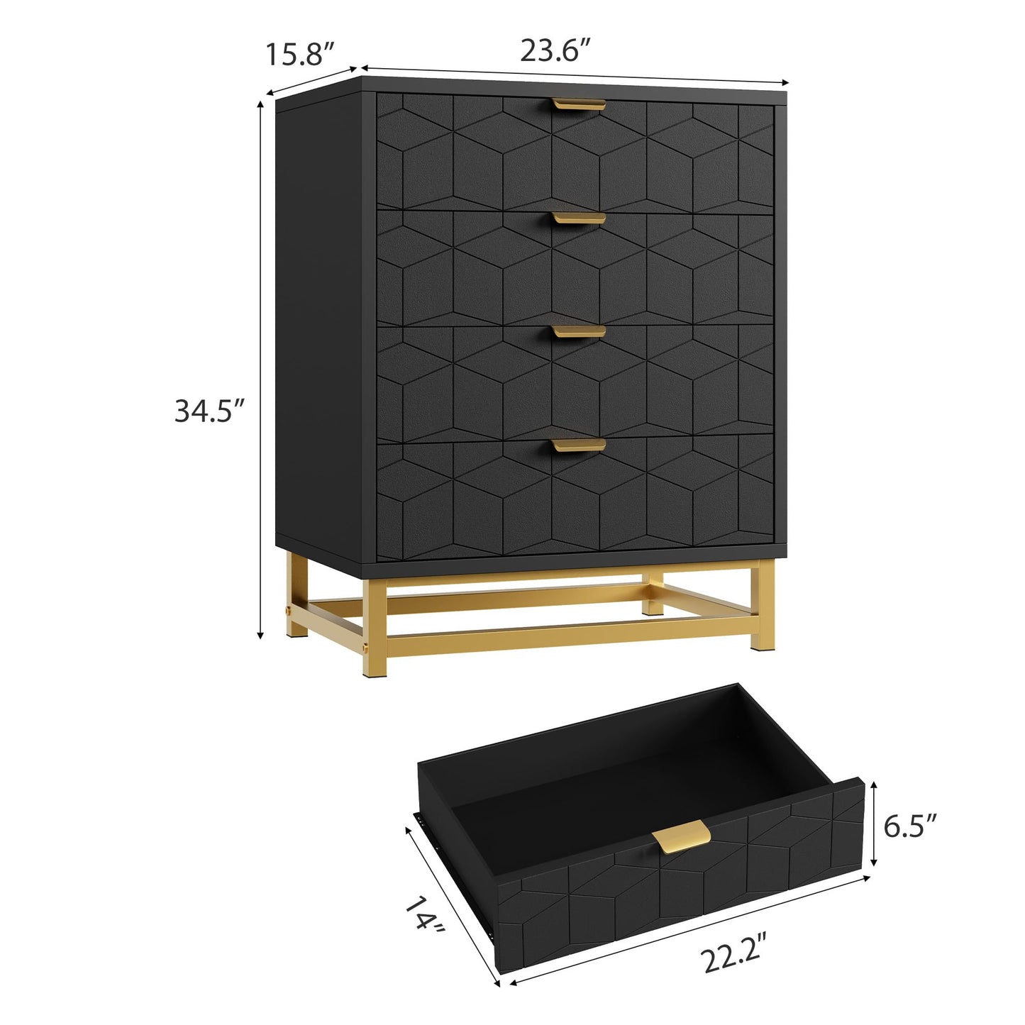 4 Drawer Dresser for Bedroom - Chest of Drawers