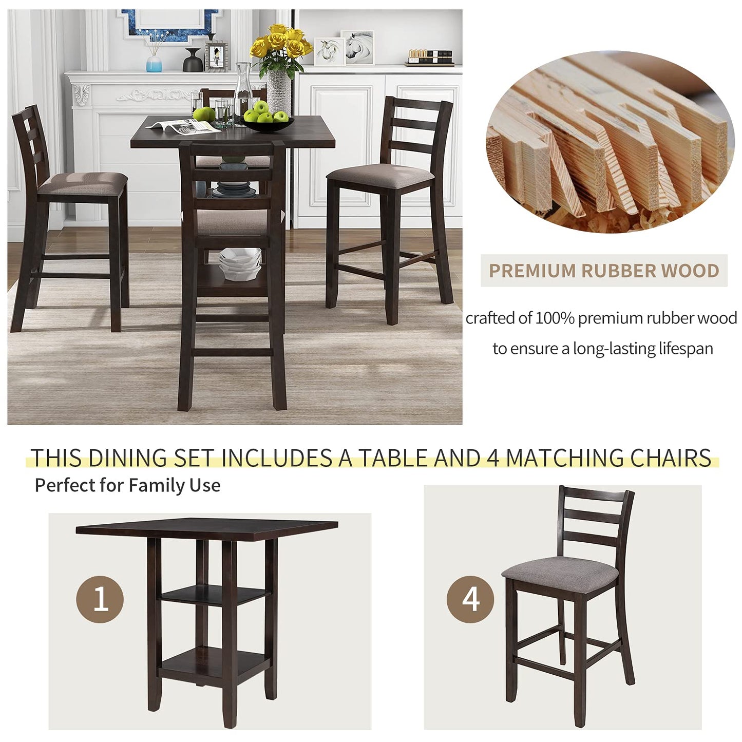 Modern Counter Height Dining Table Set