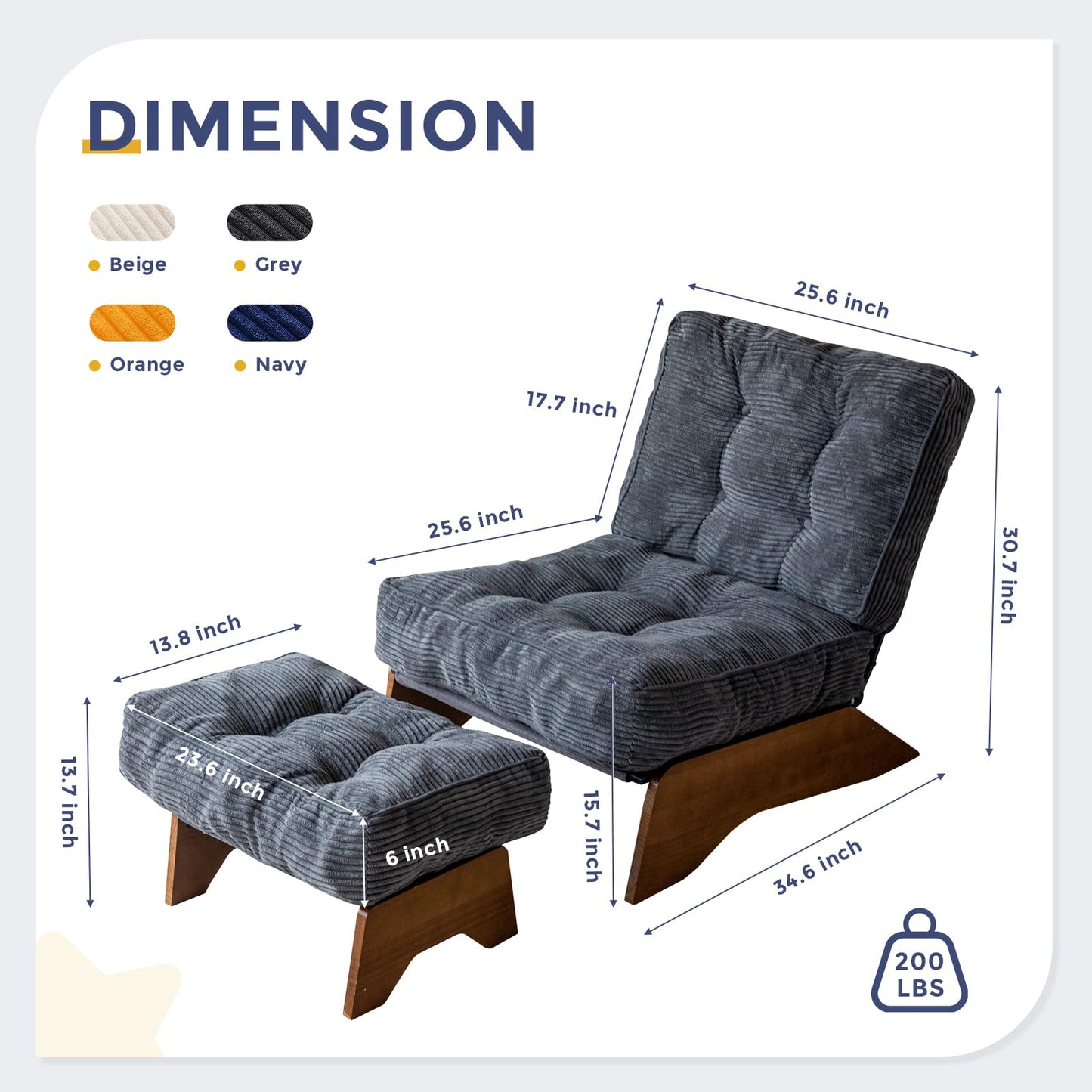 Accent Chair with Ottoman and Adjustable Backrest