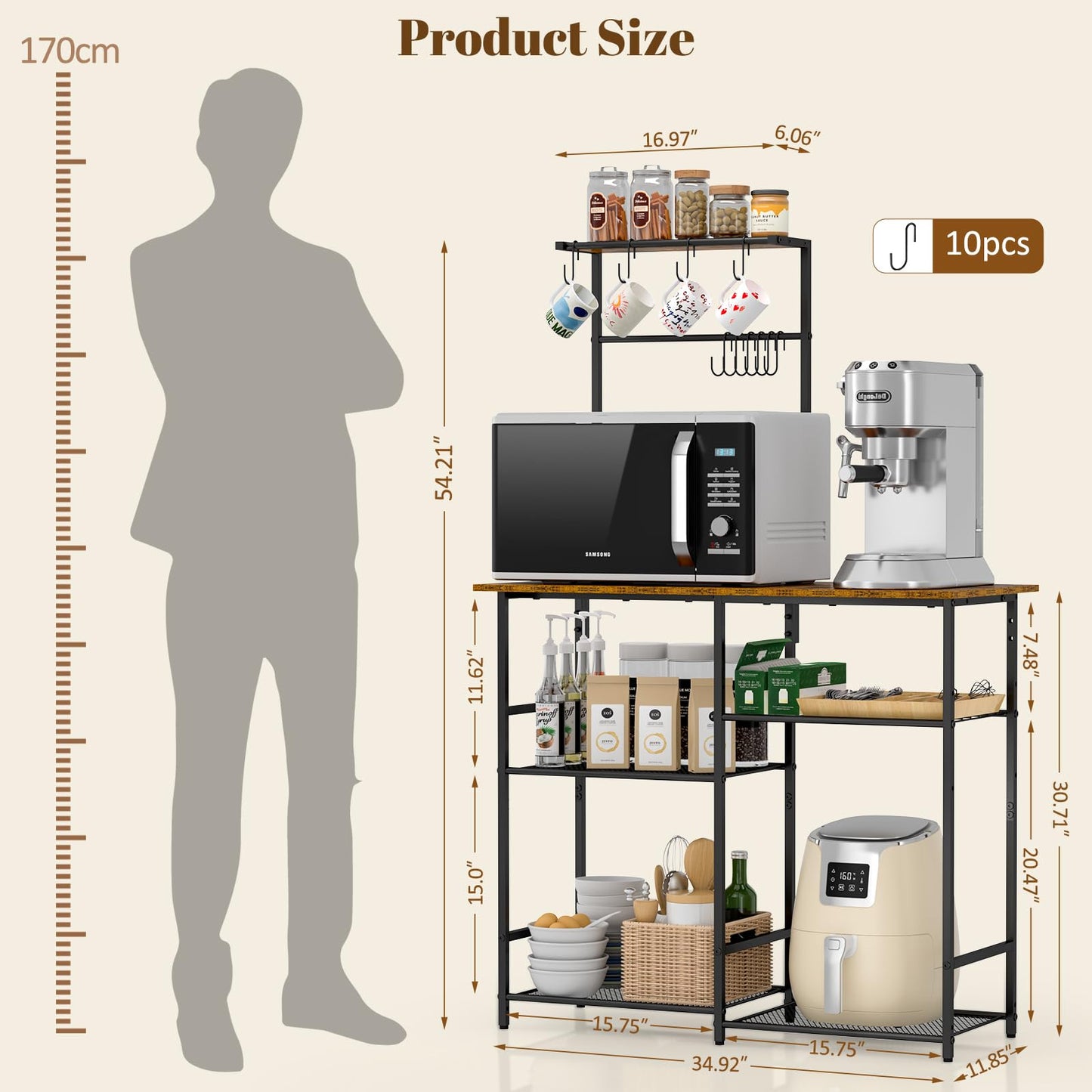 Rustic Brown Kitchen Stand