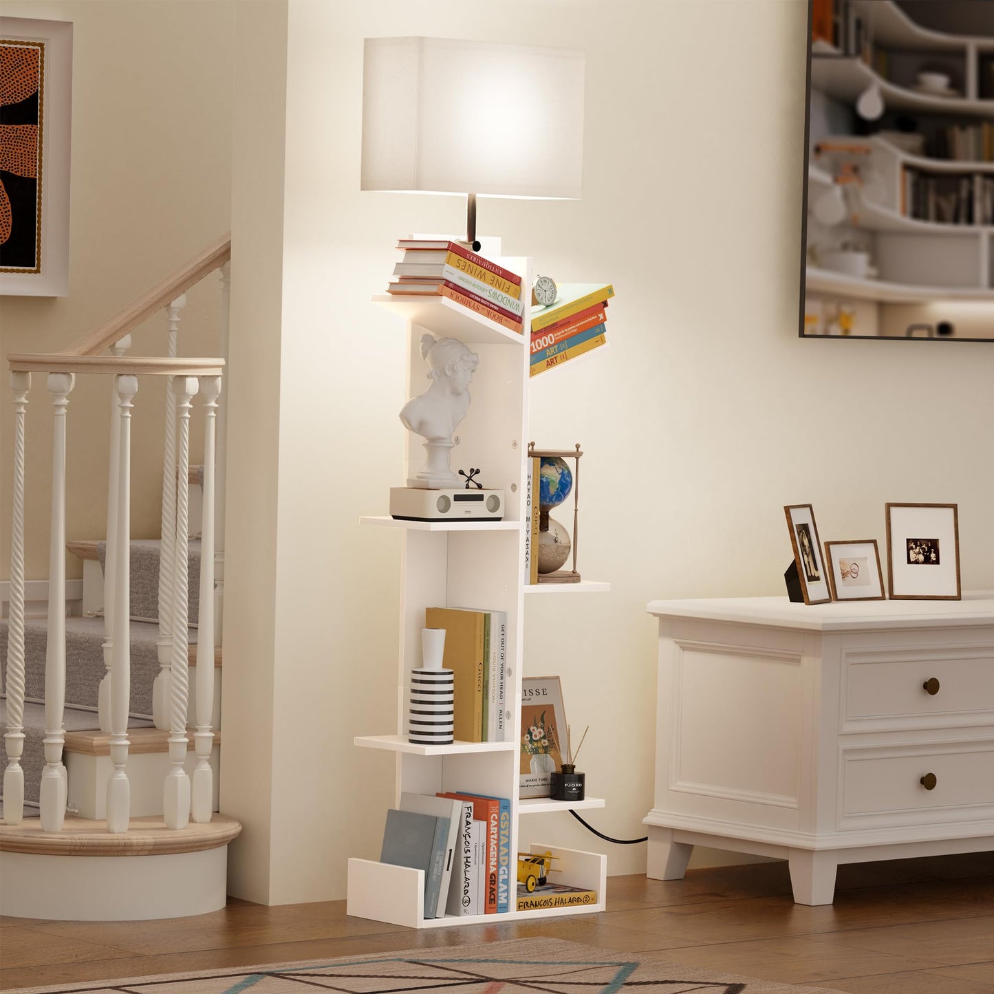 White 7 Tier Bookshelf