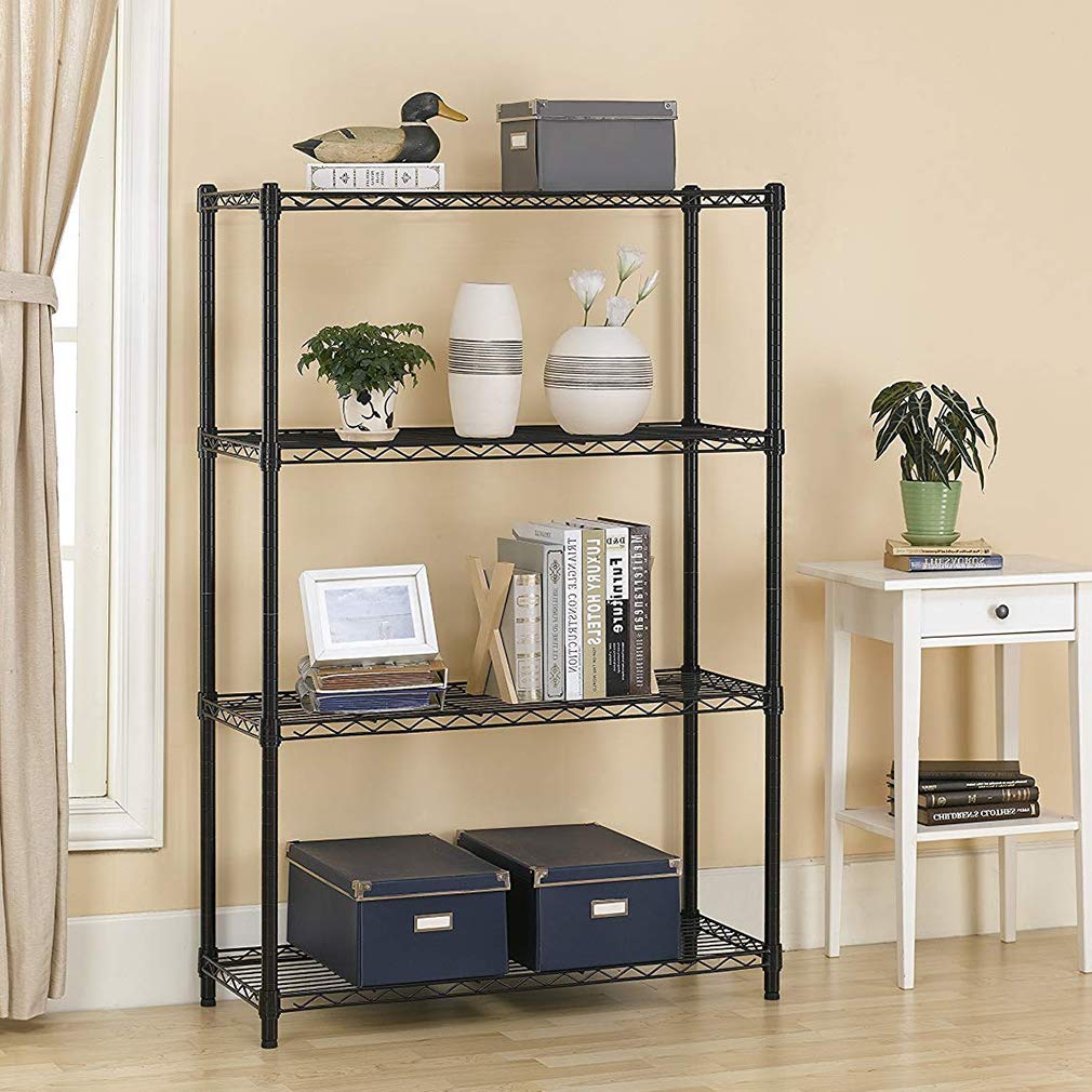 Black Shelving Unit And Book Rack