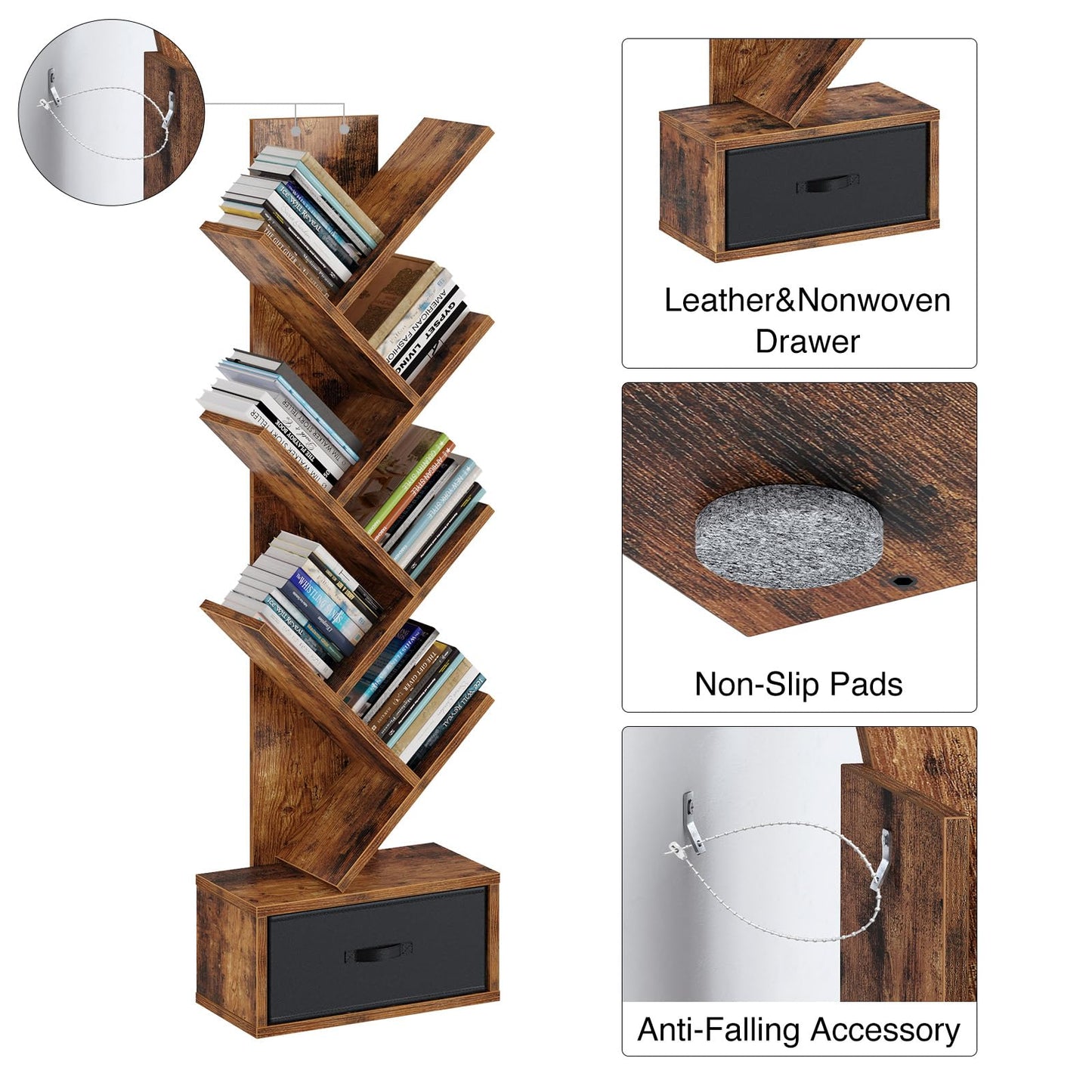 Rustic Brown Bookshelf