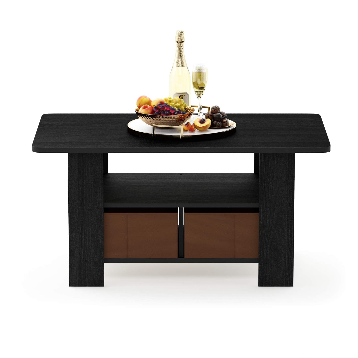 Coffee Table with Bin Drawer Medium Black And Brown