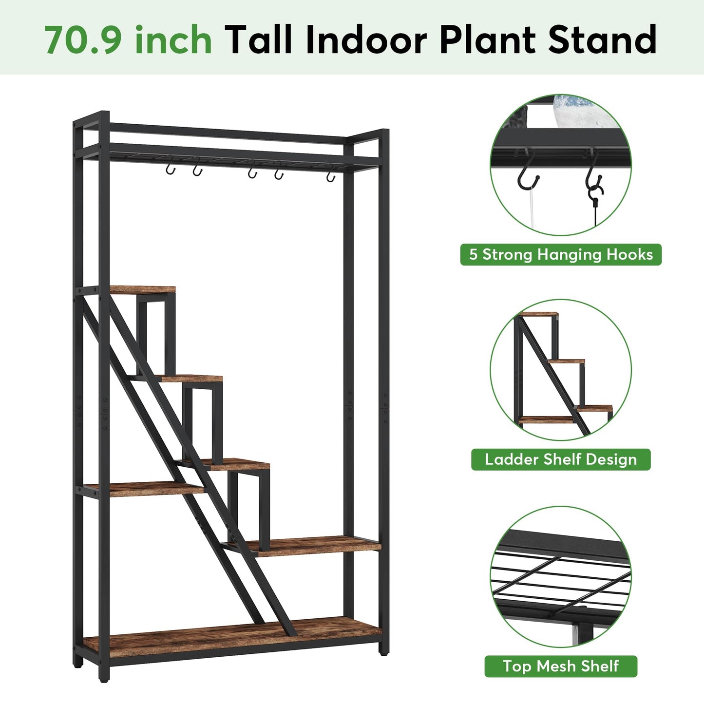 7-Tier Large Plant Rack for Indoor, Garden, Balcony, Living Room