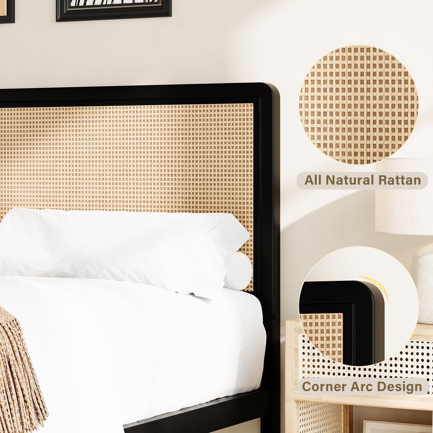 Rattan Bed Frame with Headboard