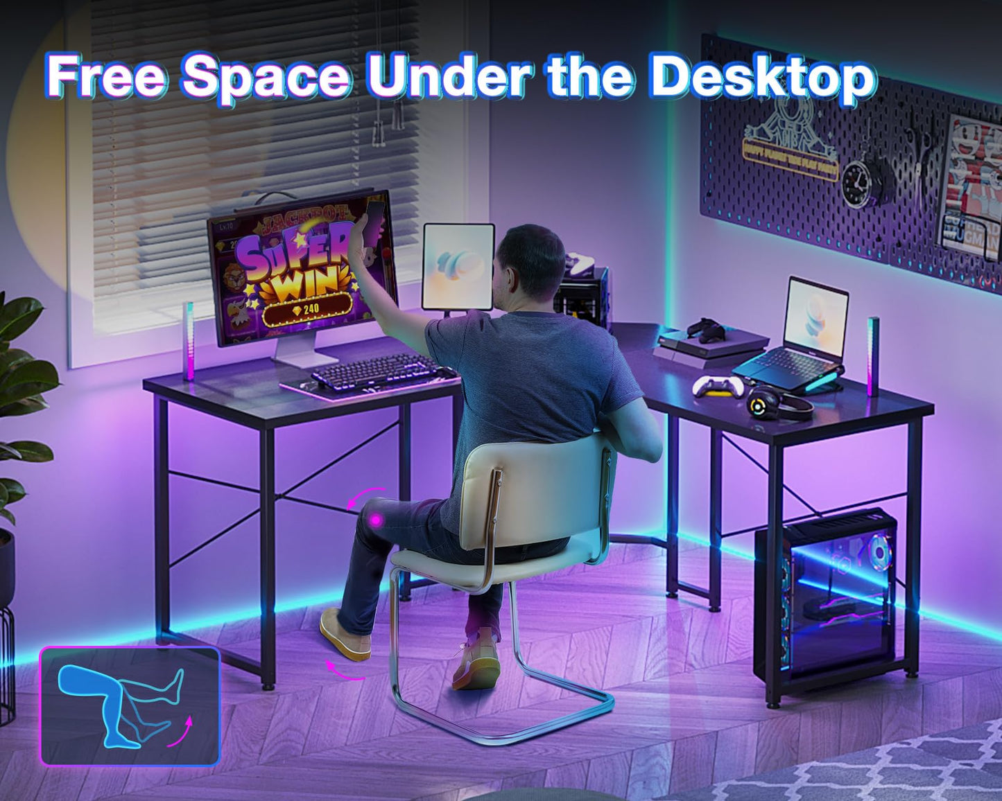 Rustic Brown L Shaped Gaming Desk
