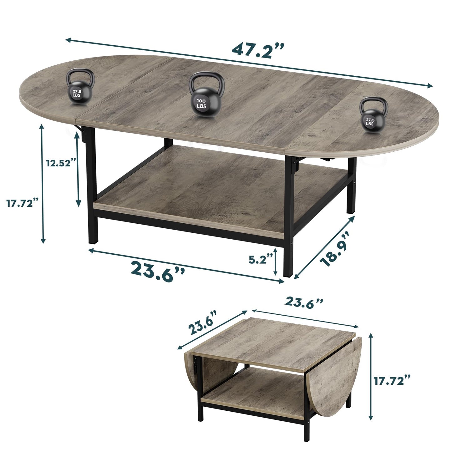 2-Tier Extended Coffee Table rustic