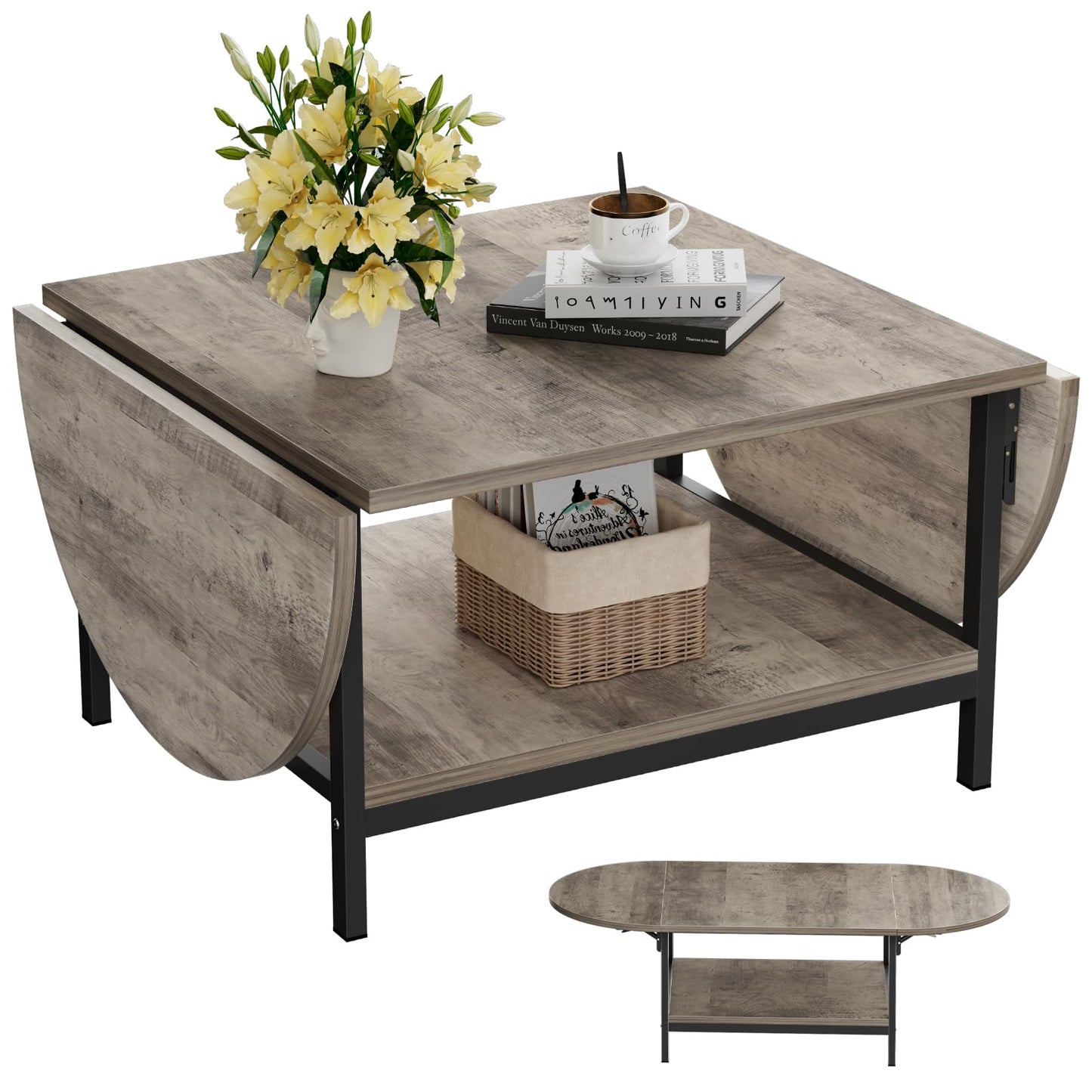 2-Tier Extended Coffee Table rustic