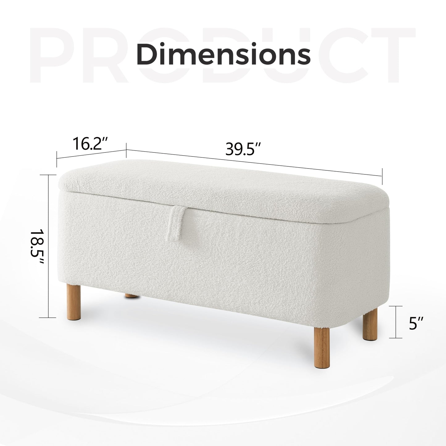 Boucle Upholstered Padded Storage Bench