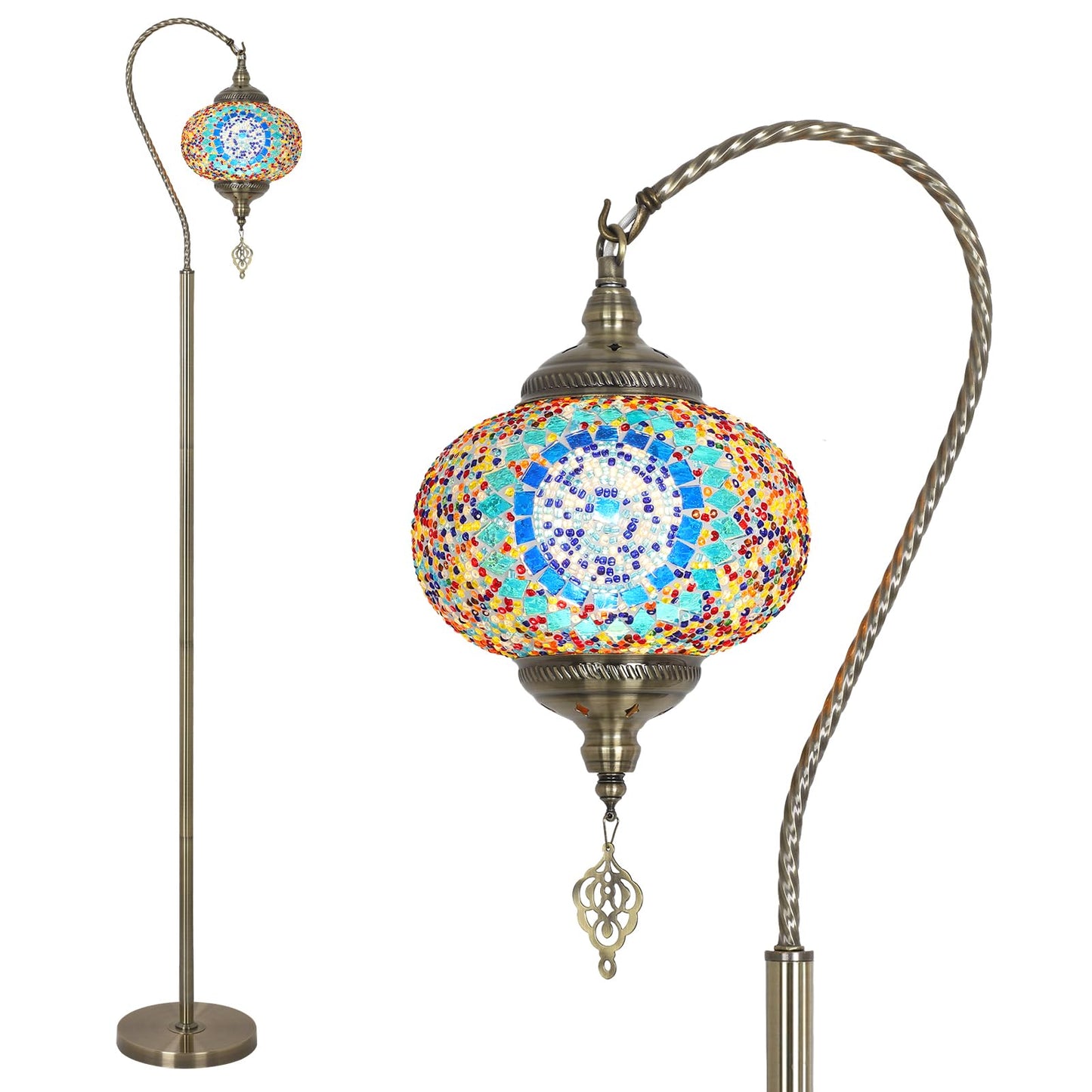 Modern Moroccan Lamps for Living Room with Handmade Mosaic Glass Shade