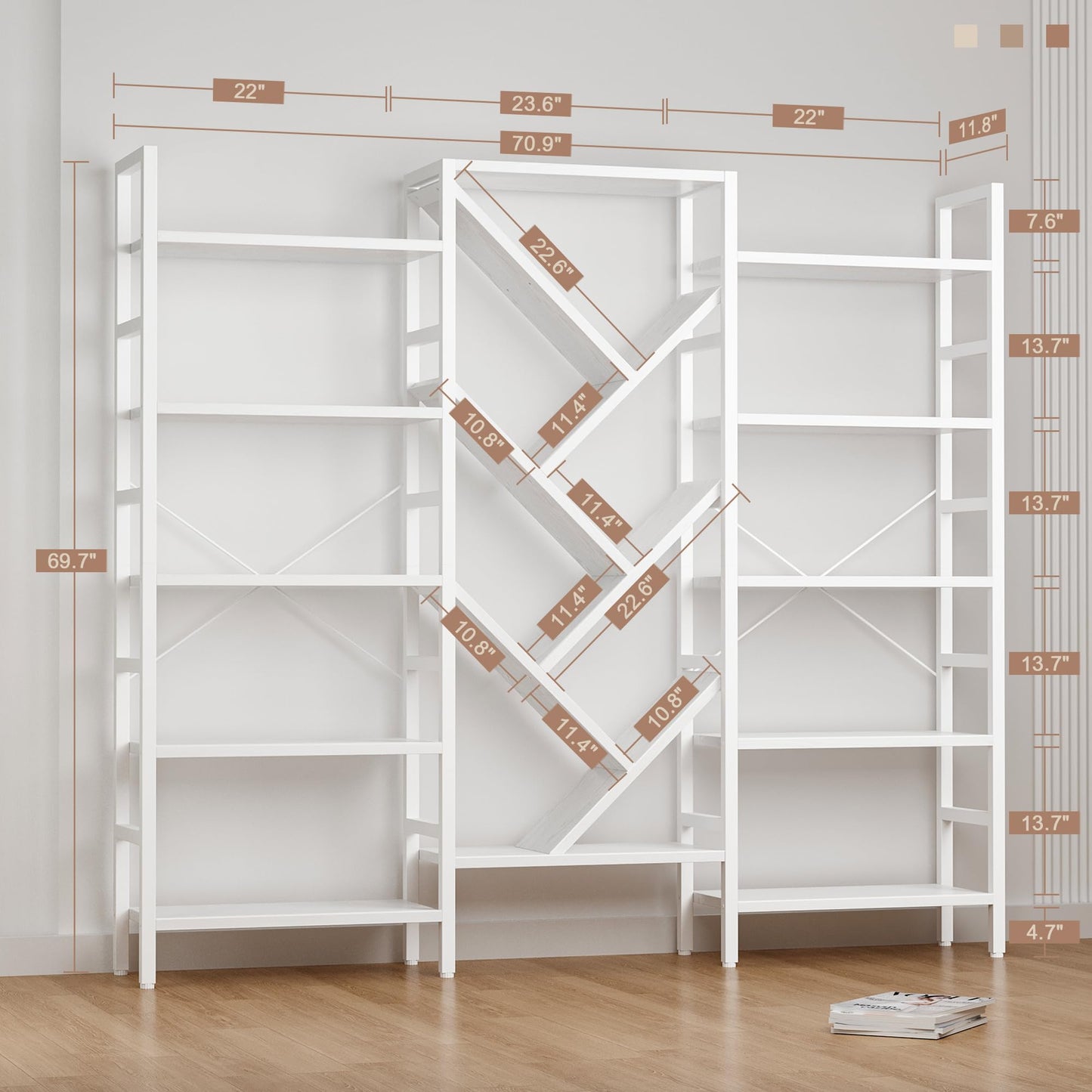 White 5 Tier Book Shelf