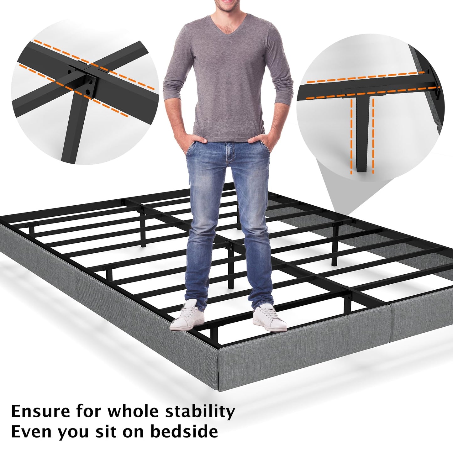 Floating Bed Frame with LED Lights