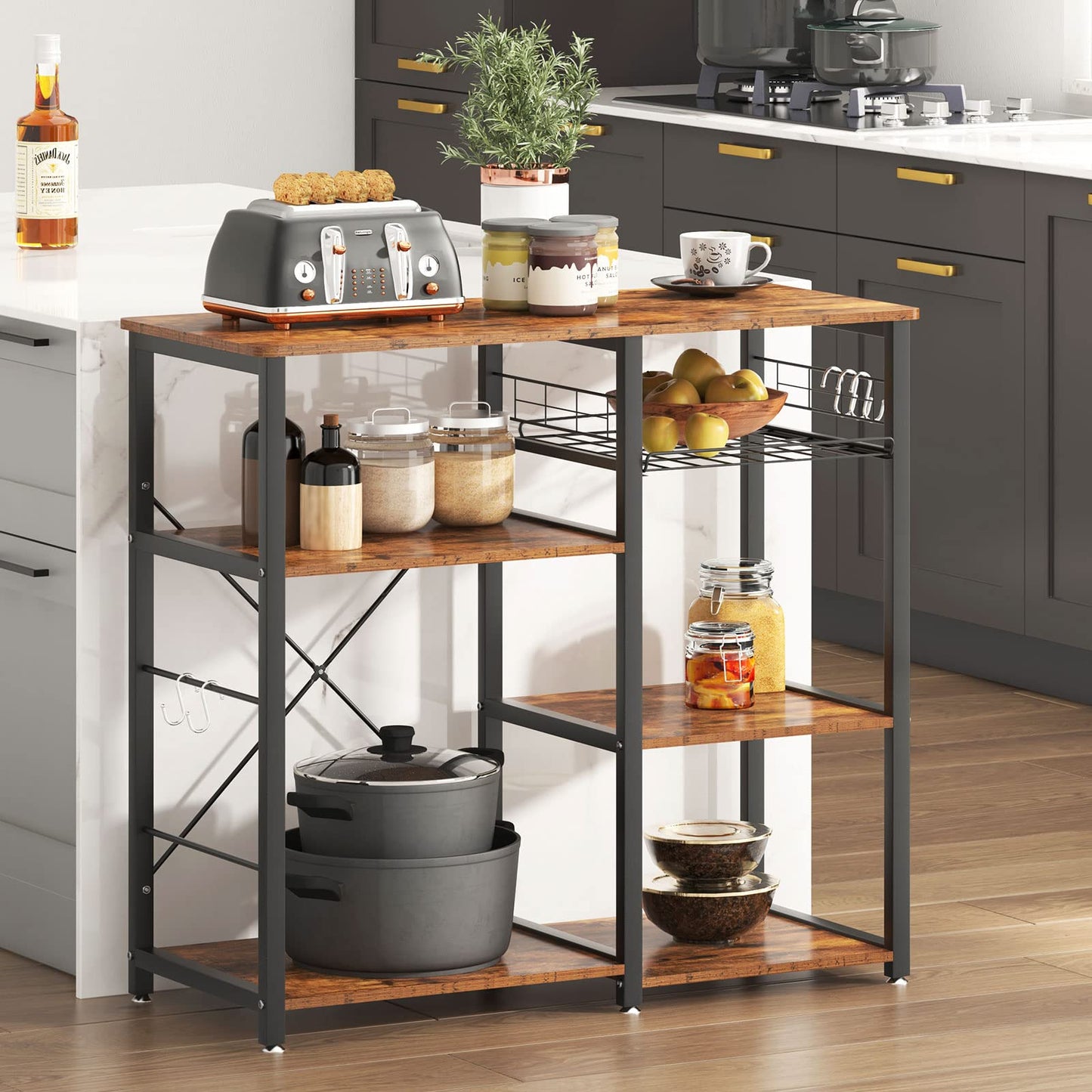 Rustic Brown Kitchen Rack