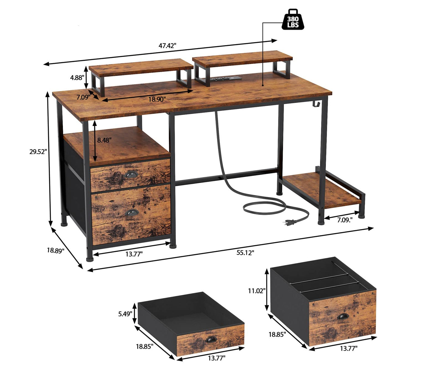 Rustic Brown Computer Desk