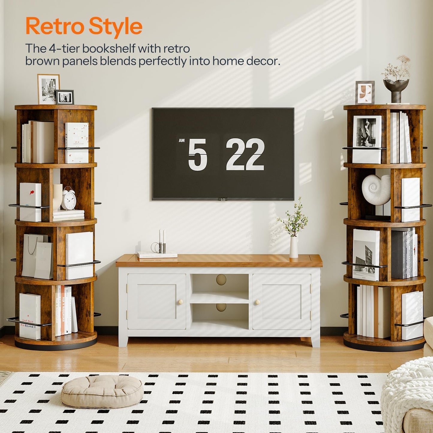 Rustic Brown, Black Bookshelf