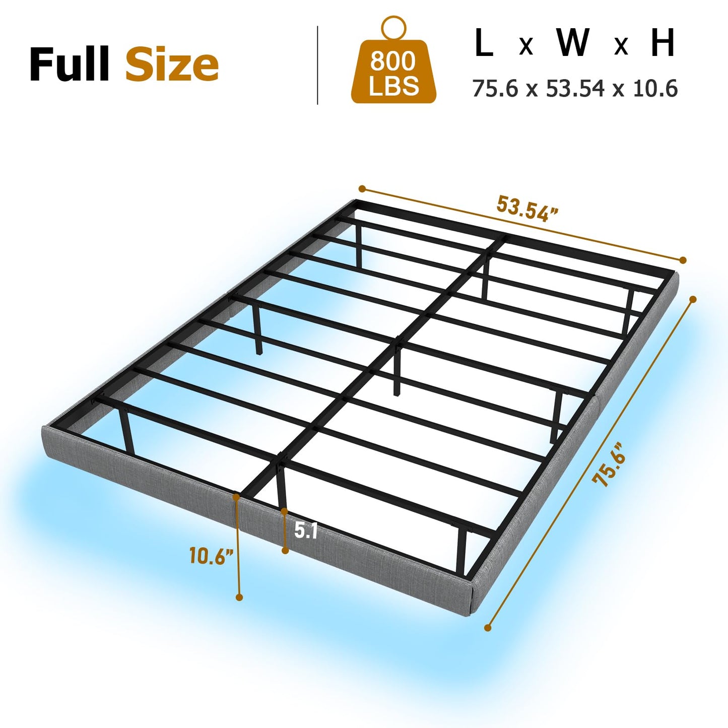 Floating Bed Frame with LED Lights