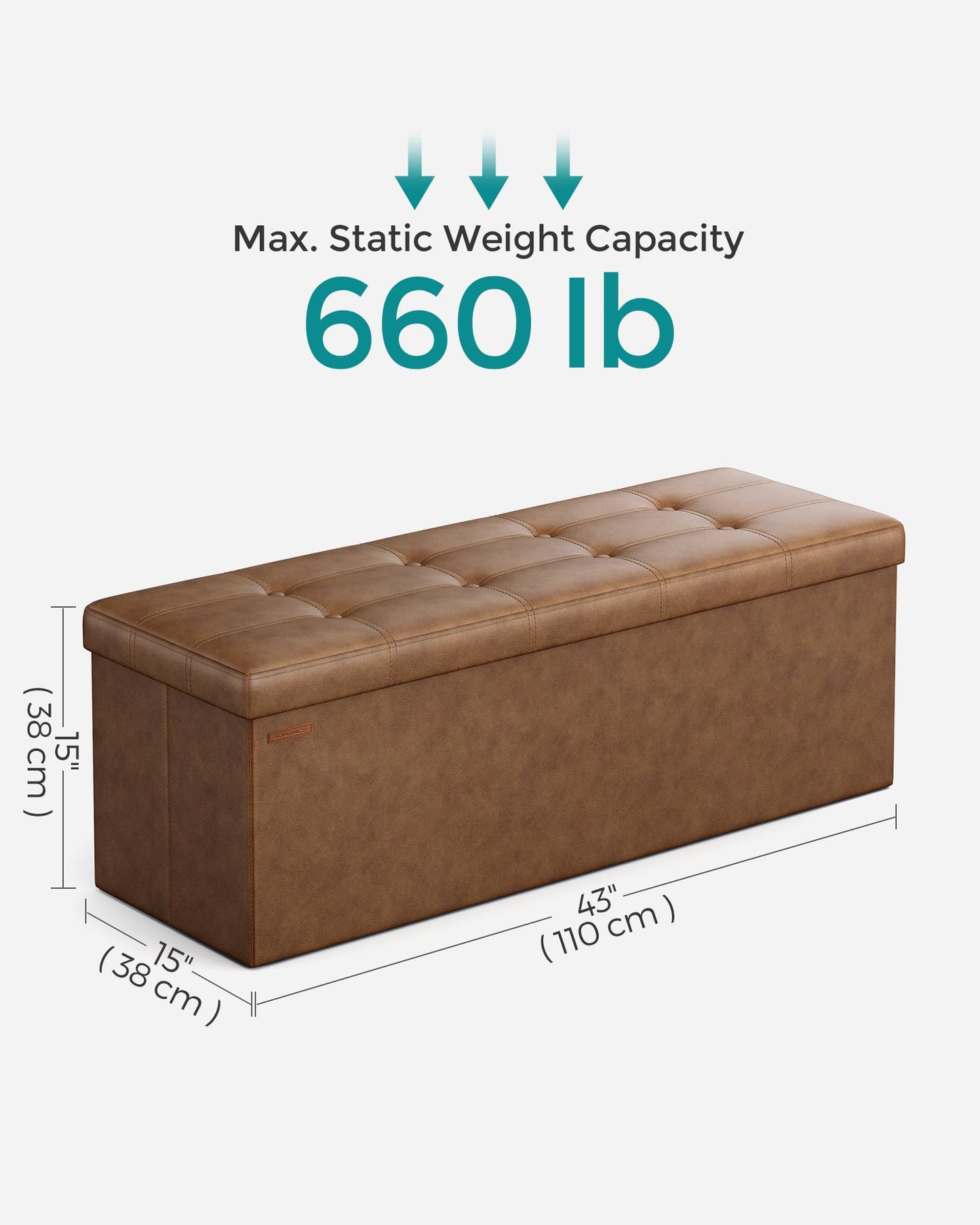 43 Inches Folding Storage Ottoman Bench