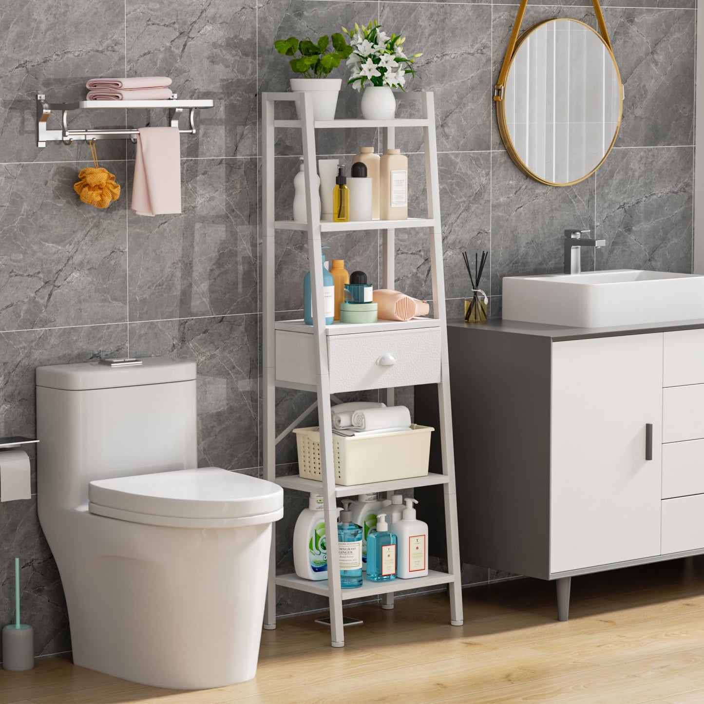 White 5 Tier Bookshelf