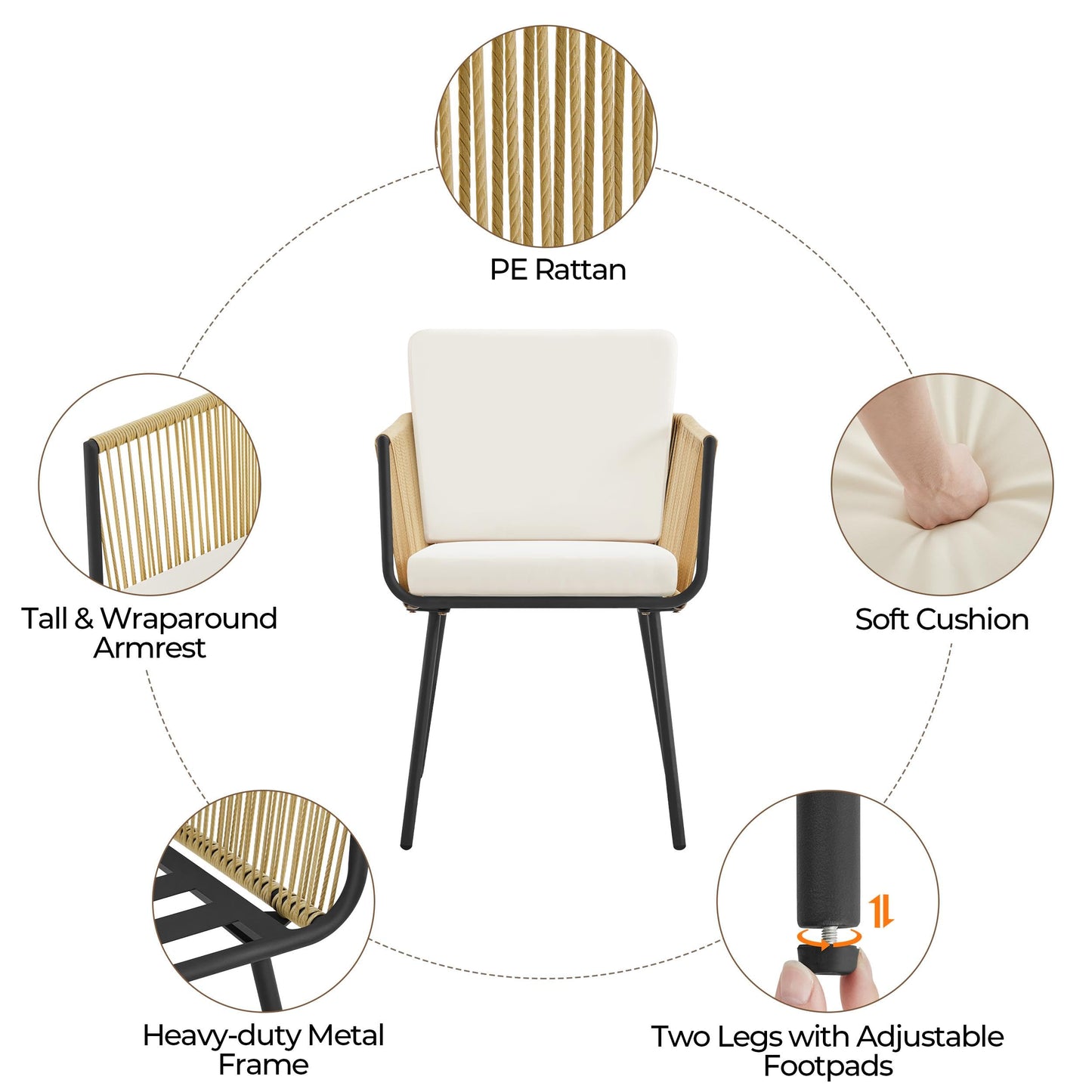 3 Piece Patio Rattan Bistro Set