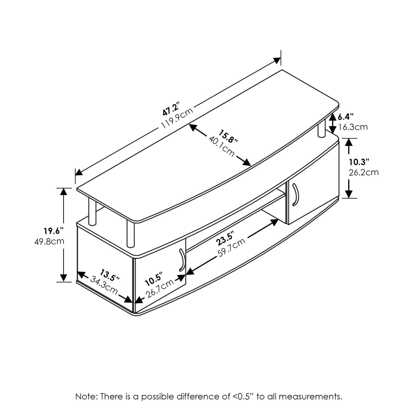 Amber Pine/Black - 55 inch TV Desk