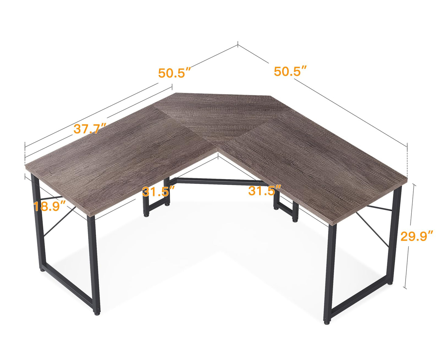 Grey L Shaped Gaming Desk