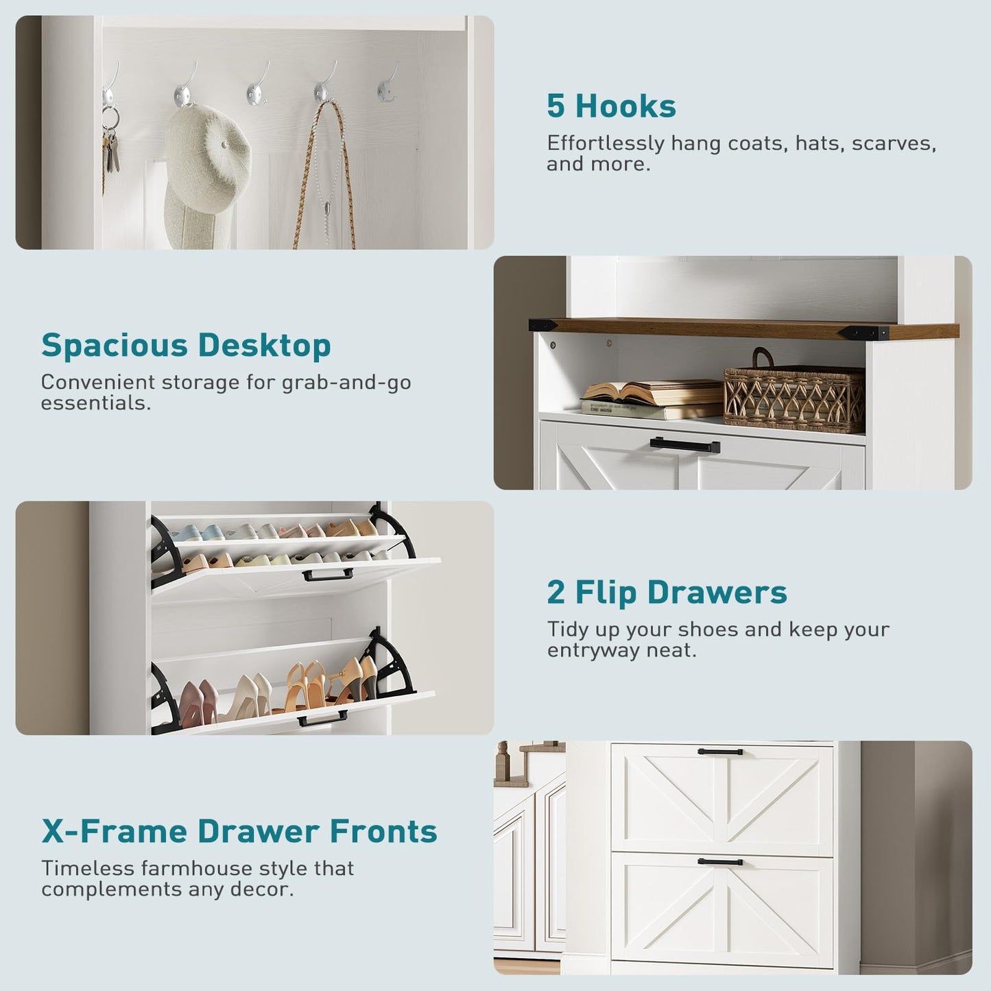 Farmhouse Shoe Storage Cabinet and Coat Rack