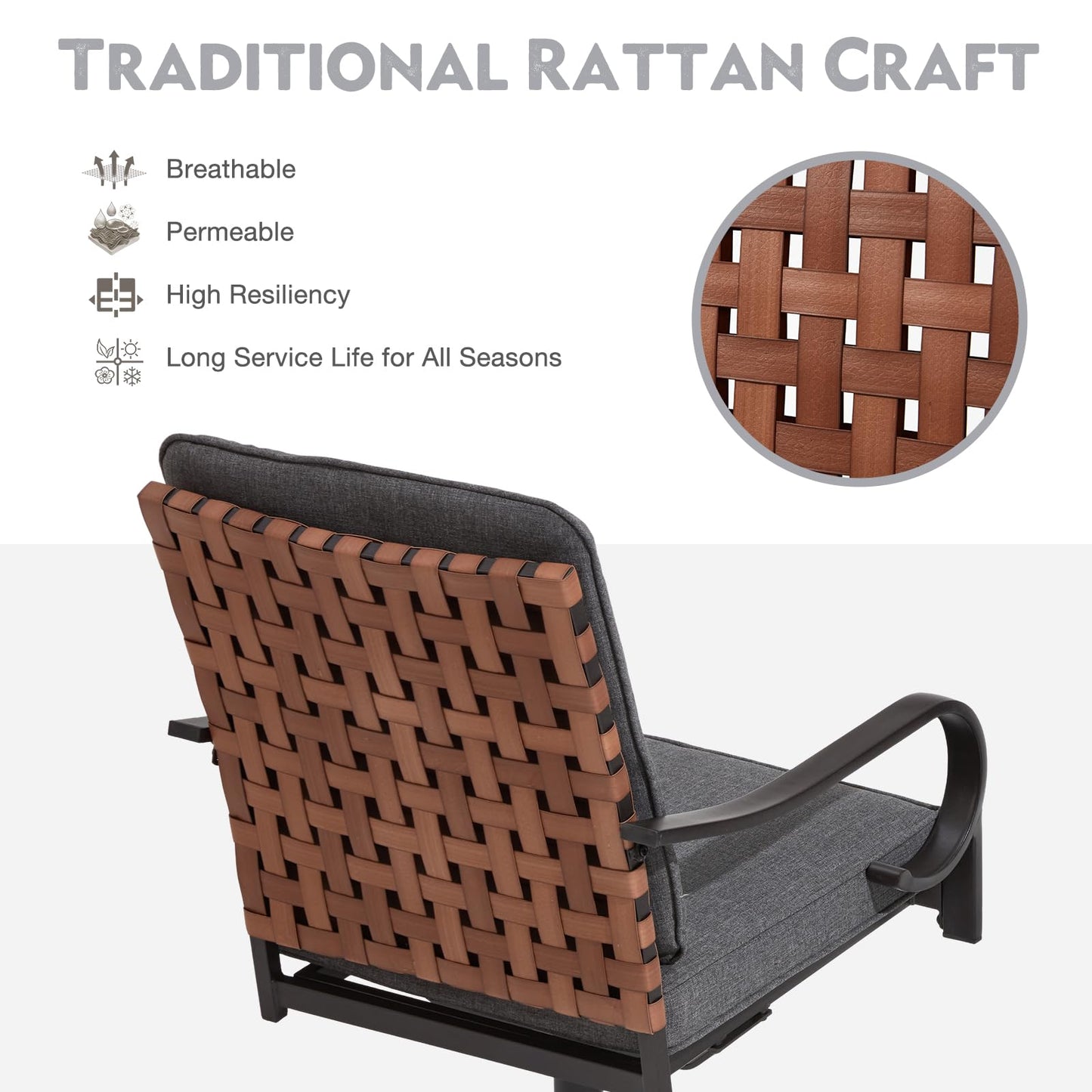 5-Piece Outdoor Dining Set - 4 Swivel Leather-Look Chairs