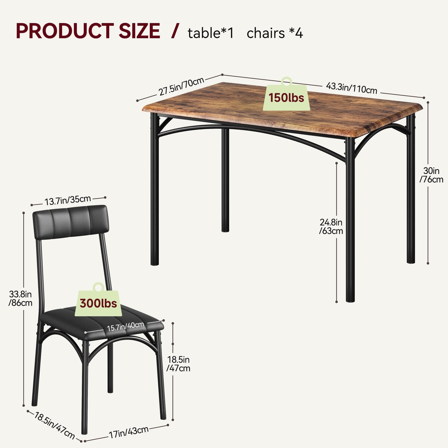 Rustic Brown Dining Table