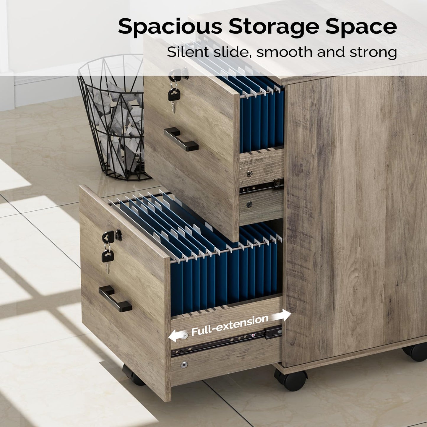 2 Drawer File Cabinet with Lock