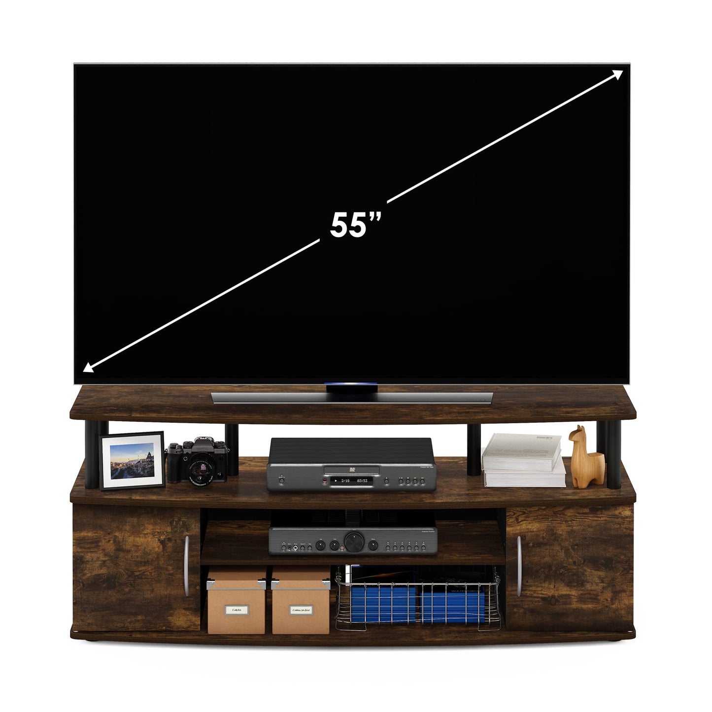 Amber Pine/Black - 55 inch TV Desk